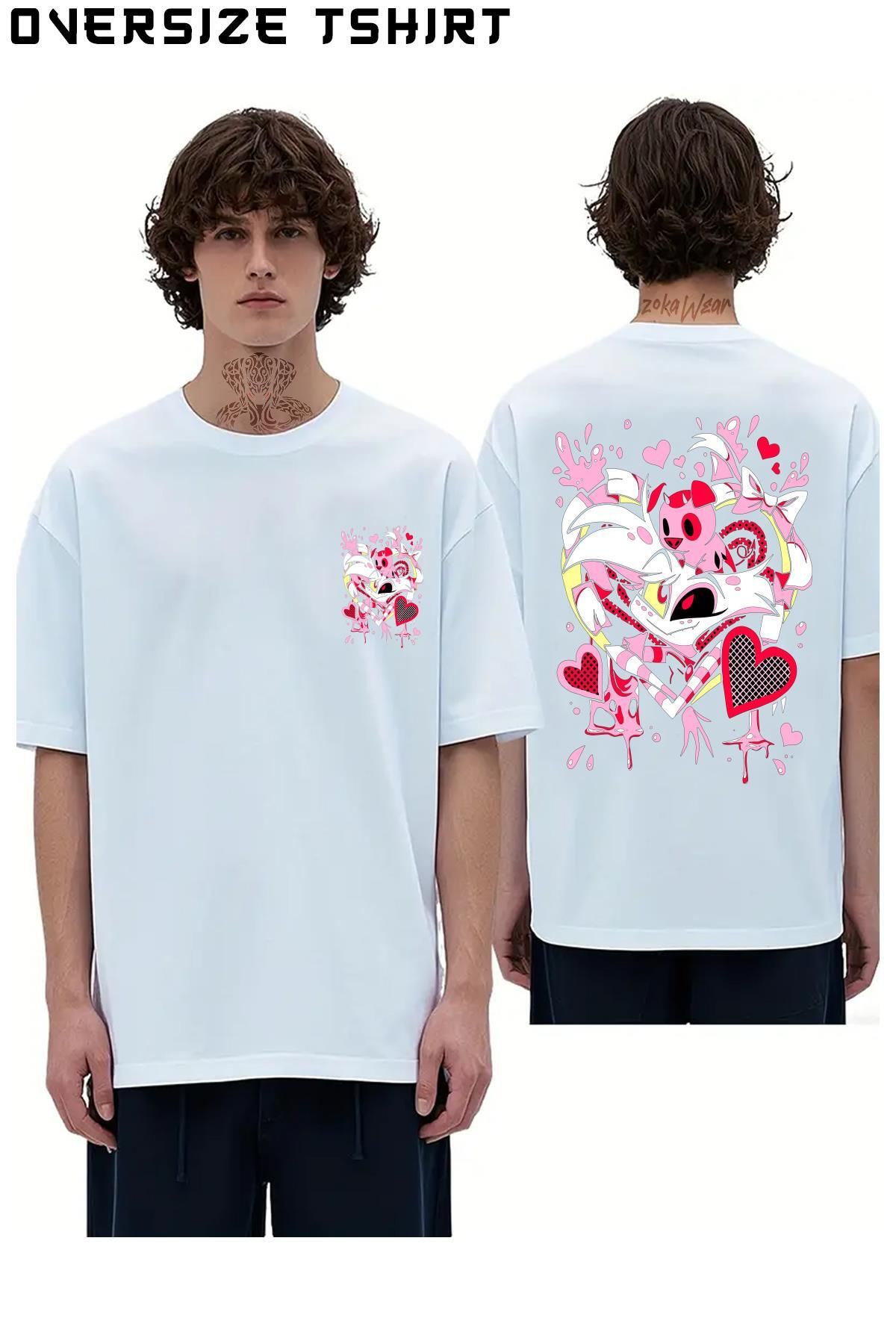 ZOKAWEAR Hazbin-Hotel-Angel-Dust Sırt Baskılı Oversize Tişört