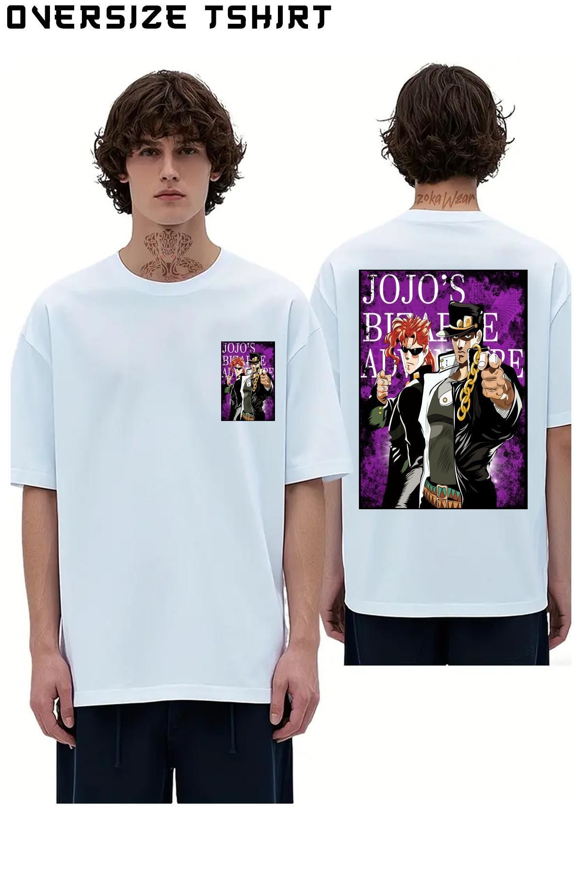 ZOKAWEAR Jojo's-Bizarre-Adventure-x2 Sırt Baskılı Oversize Tişört