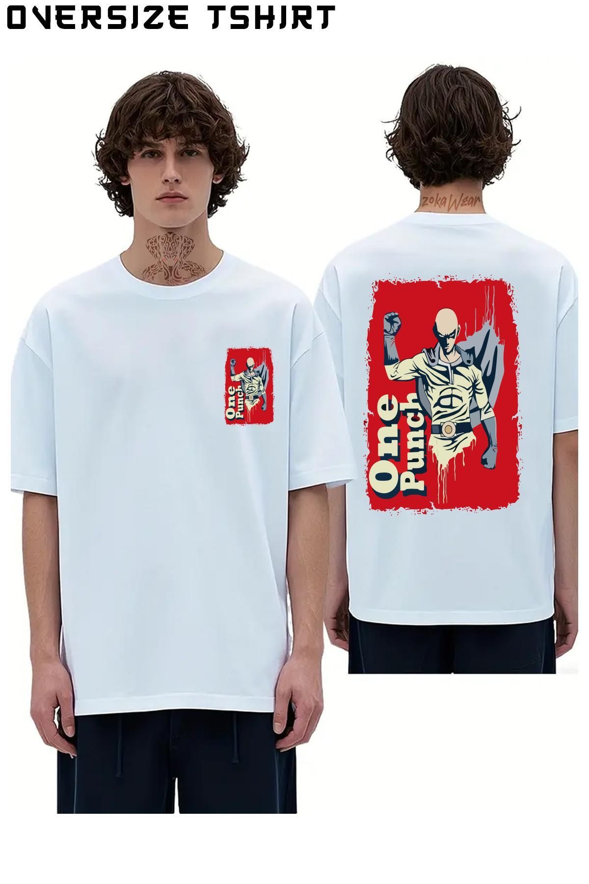ZOKAWEAR One-Punch-Man-Saitama-v3 Sırt Baskılı Oversize Tişört