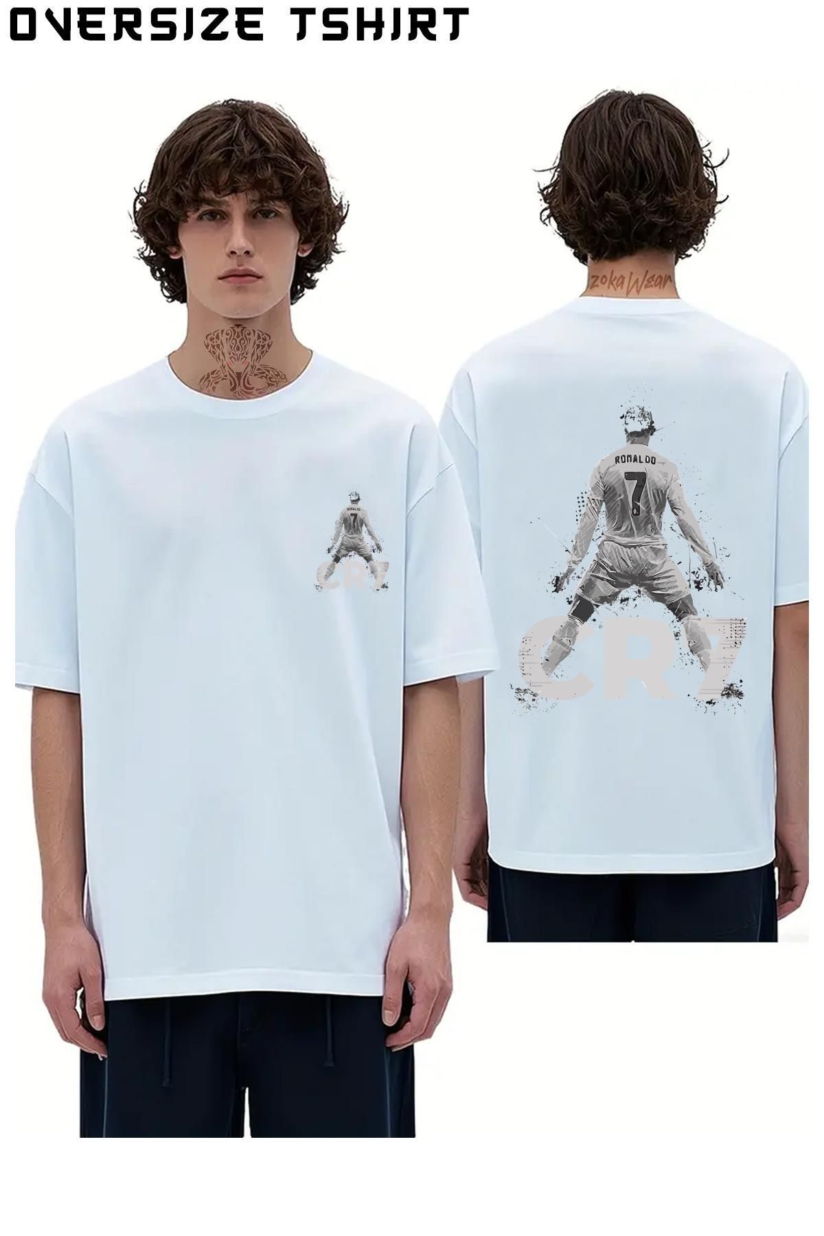 ZOKAWEAR Stance-Futbol-Cr7-Cristiano-Ronaldo Sırt Baskılı Oversize Tişört
