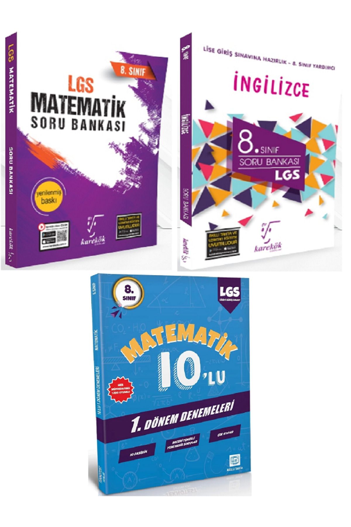 Efsane Yayınları 8.Sınıf Karakök Matematik + İngilizce Soru Bankası / 10'Lu Matematik Deneme HEDİYE - 3 KİTAP