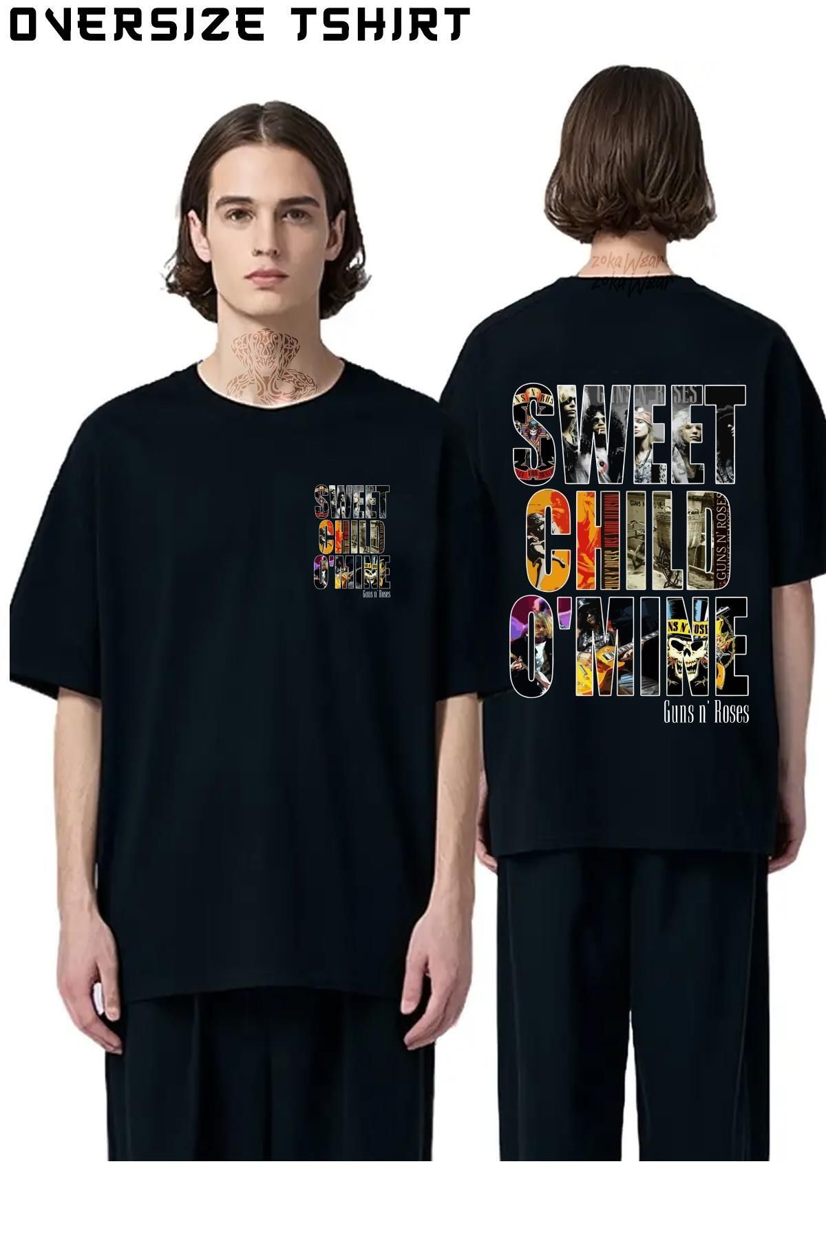 ZOKAWEAR Sweet-Child-Guns-N'-Roses Sırt Baskılı Oversize Tişört
