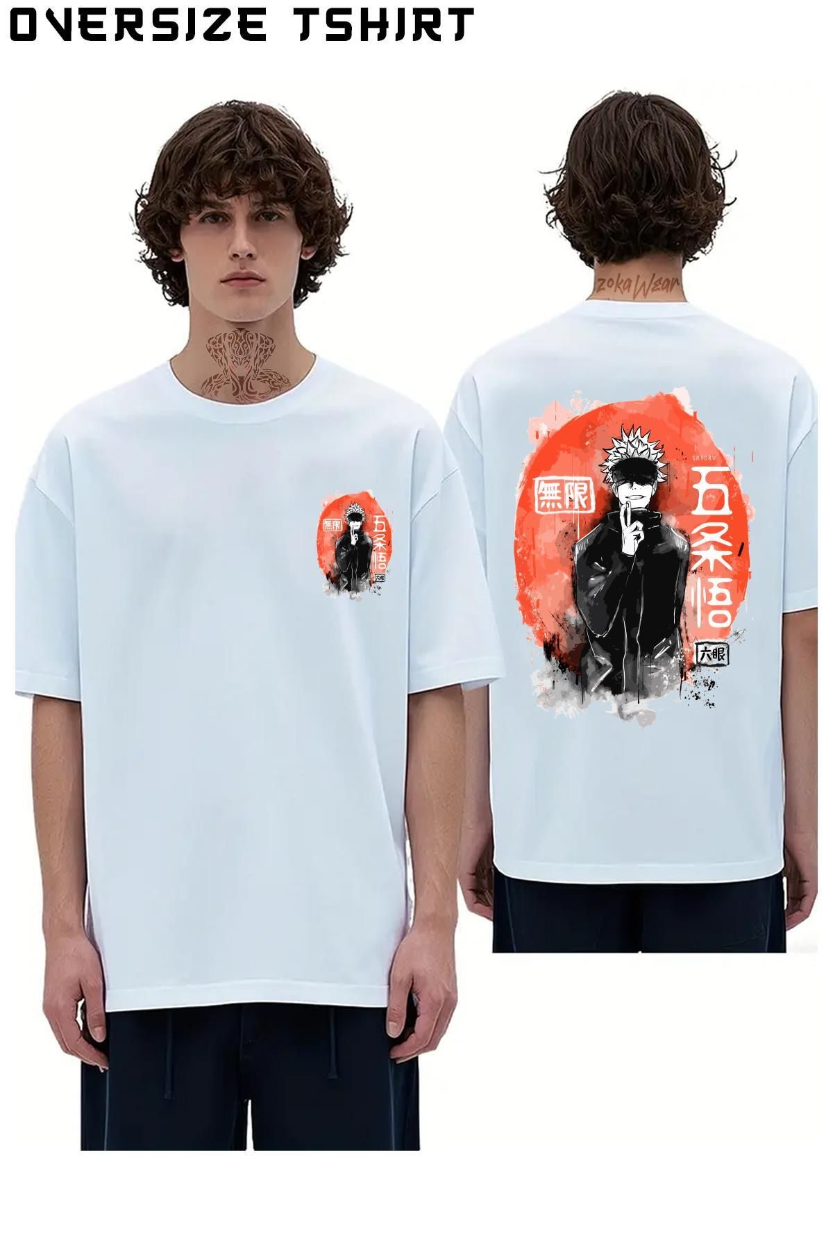 ZOKAWEAR Jujutsu-Kaisen-Satoru-Gojo-(Sensei) Sırt Baskılı Oversize Tişört
