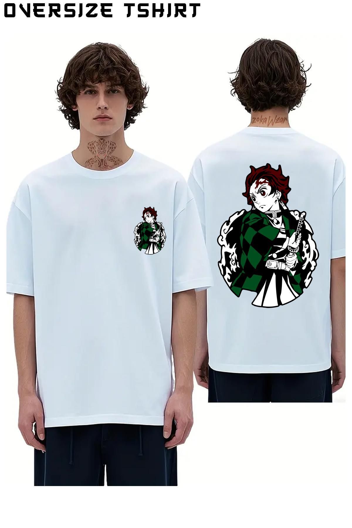ZOKAWEAR Demon-Slayer-Tanjiro-Kamadoo Sırt Baskılı Oversize Tişört