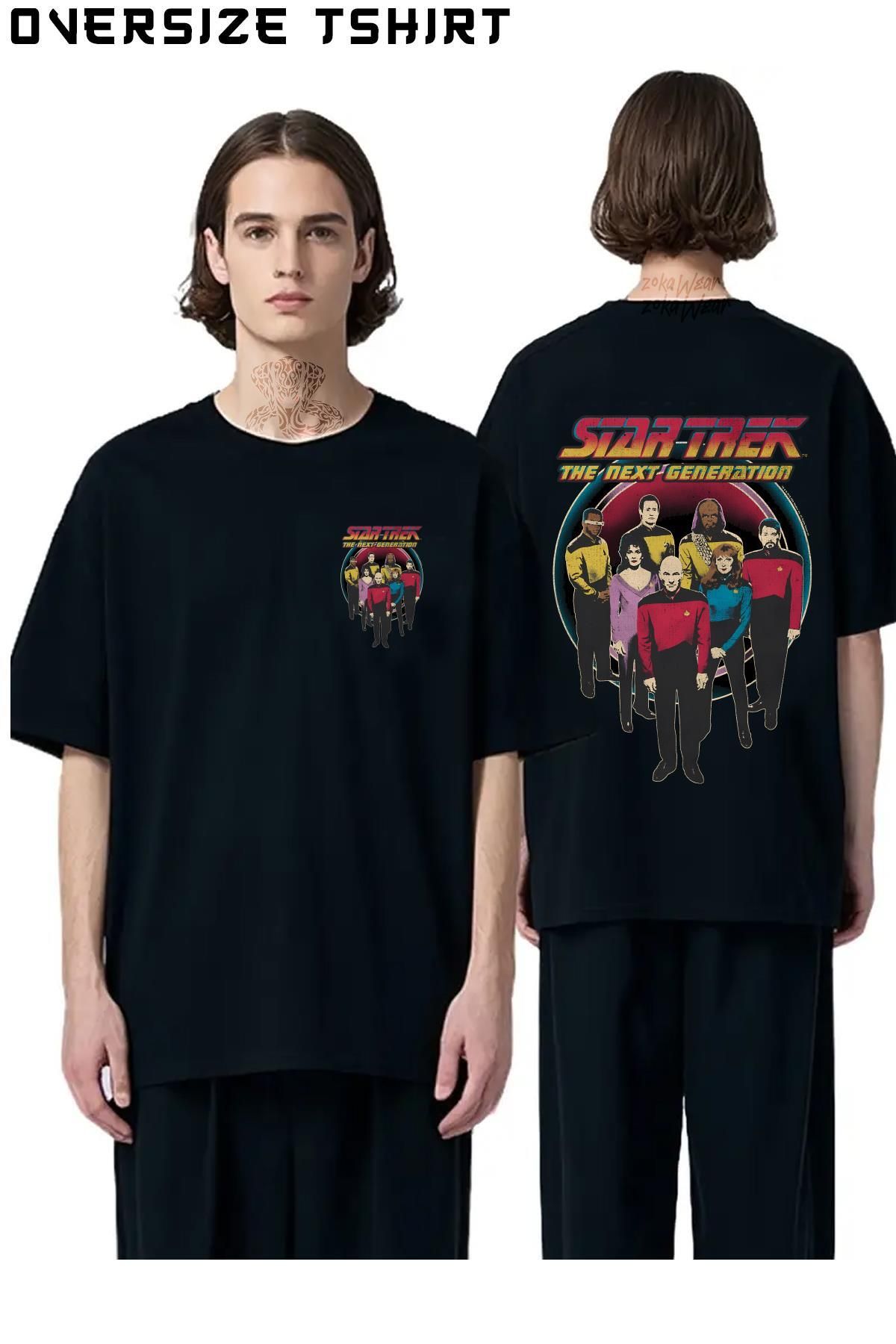 ZOKAWEAR The-Next-Generation-Vintage-Distressed-Bridge-Crew Sırt Baskılı Oversize Tişört