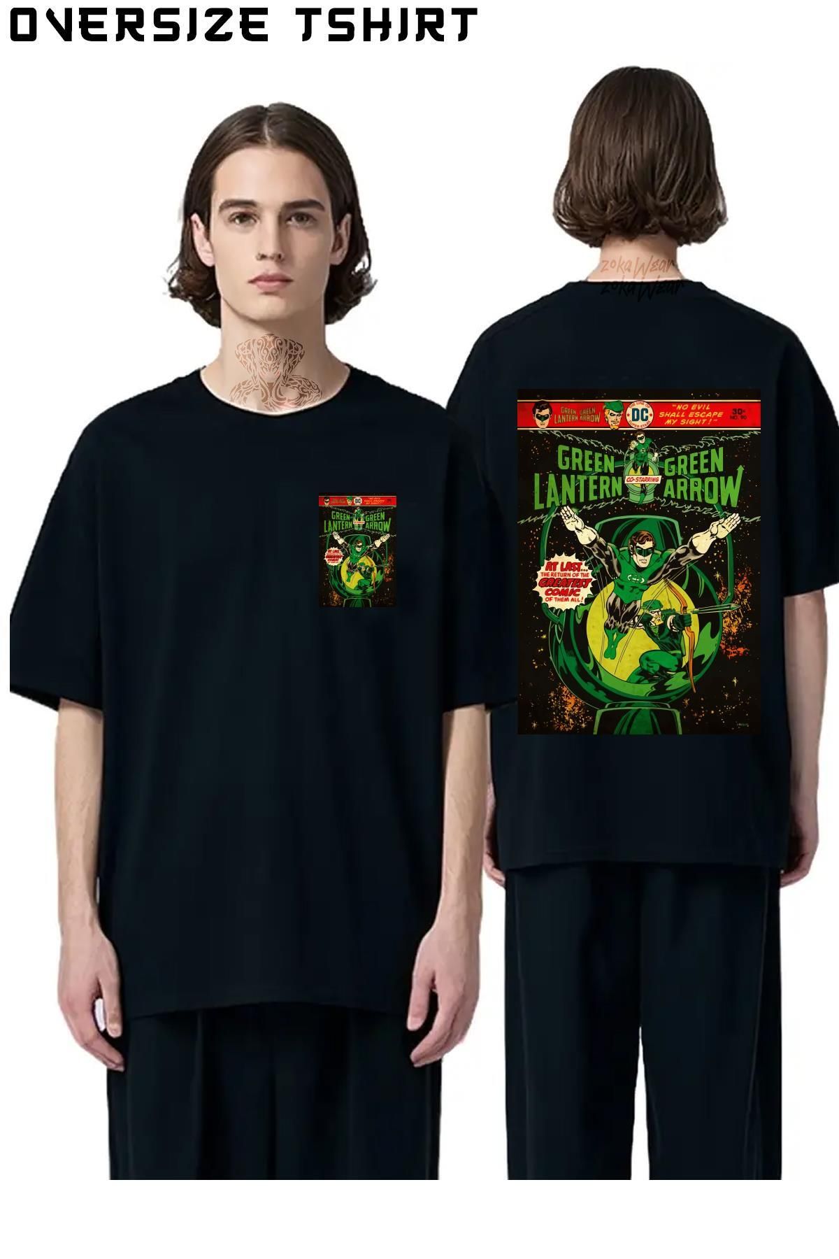 ZOKAWEAR Green-Lantern Sırt Baskılı Oversize Tişört
