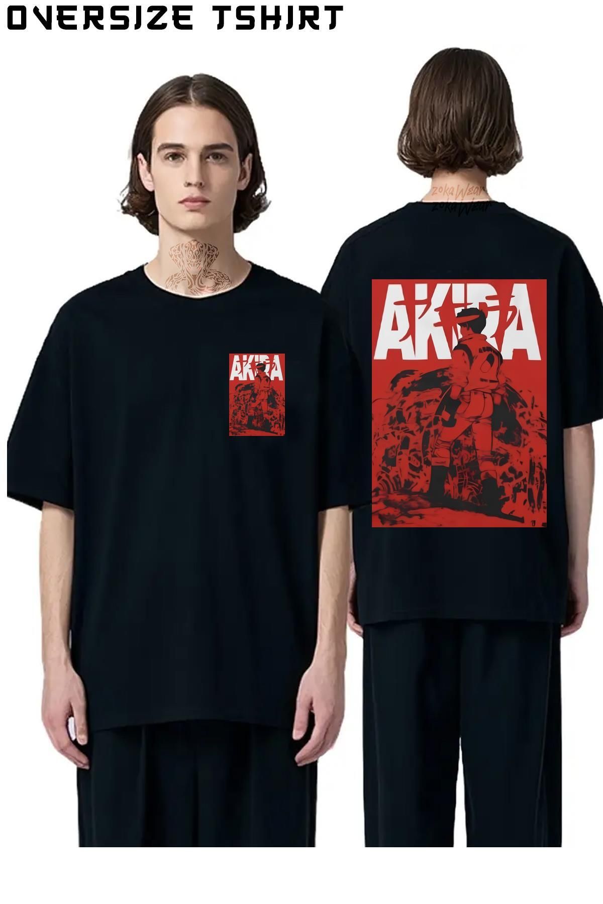 ZOKAWEAR Vintage-Retro-Akira-Manga-Japanese-Neo-Tokyo-Red Sırt Baskılı Oversize Tişört