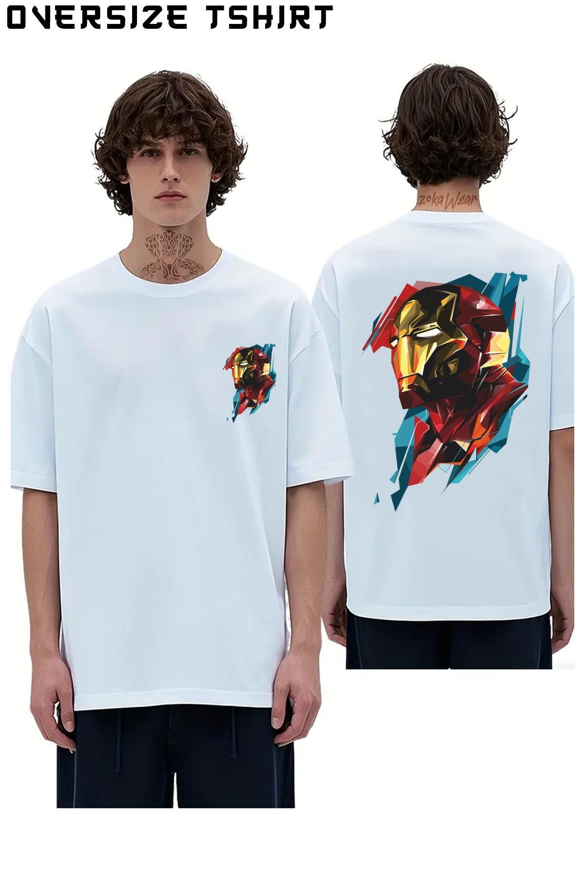 ZOKAWEAR Iron-man Sırt Baskılı Oversize Tişört