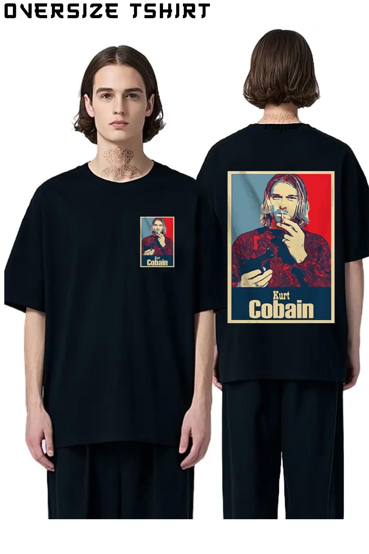 ZOKAWEAR Smoking-Nirvana-Kurt-Cobain Sırt Baskılı Oversize Tişört