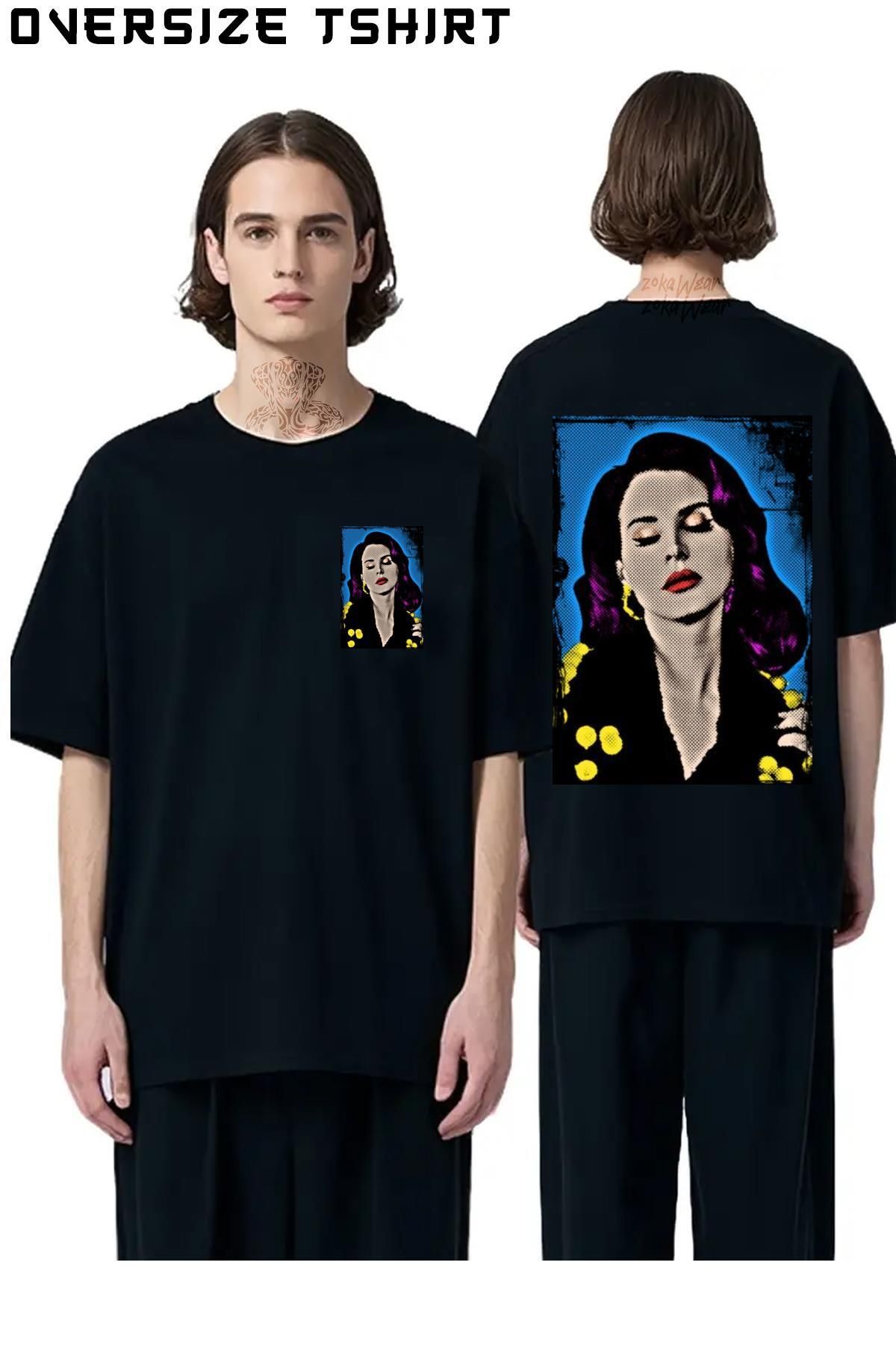ZOKAWEAR Lana-Del-Rey-özel Sırt Baskılı Oversize Tişört