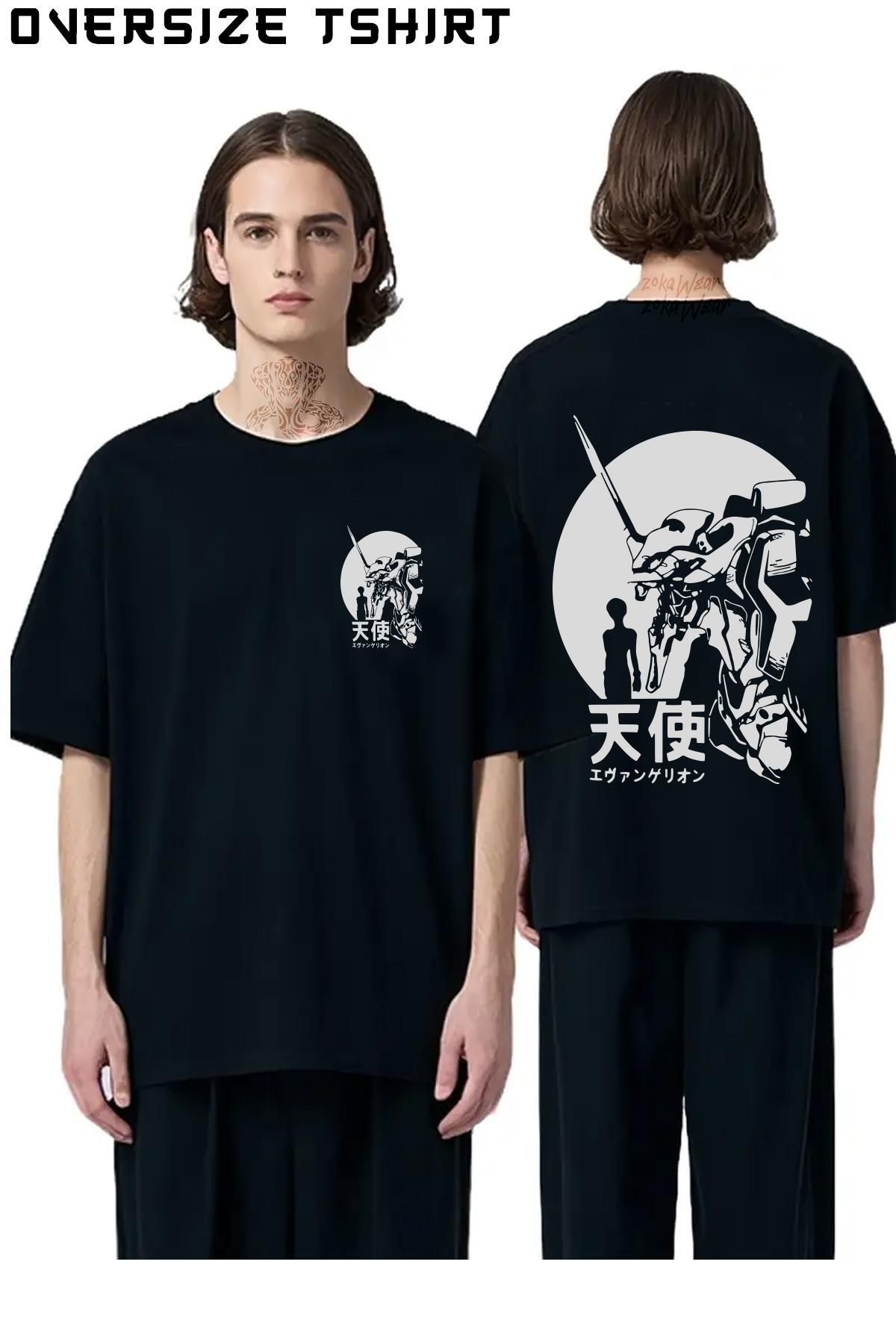 ZOKAWEAR Neon-Genesis-Evangelion-Retro-Vintage3 Sırt Baskılı Oversize Tişört