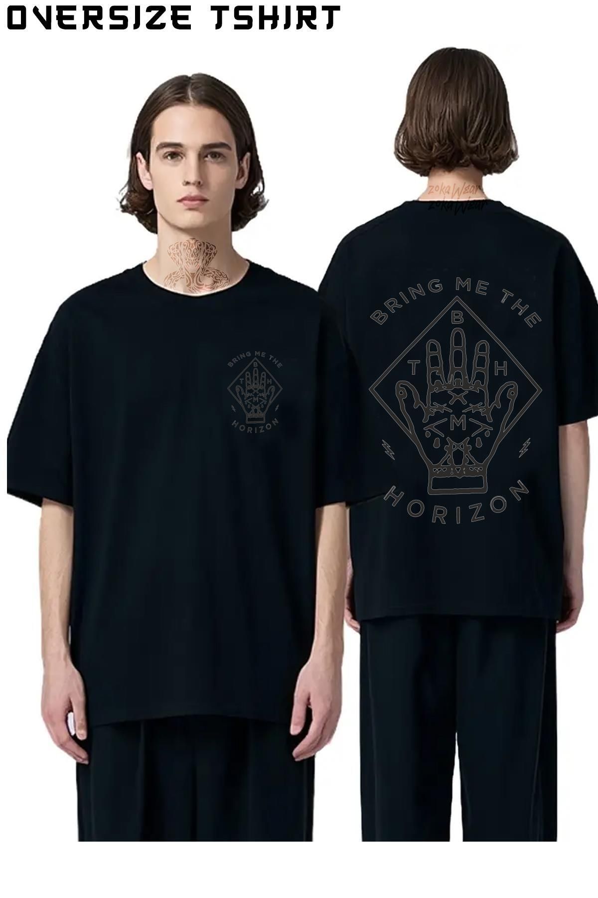 ZOKAWEAR Bring-Me-The-Horizon-Logo Sırt Baskılı Oversize Tişört