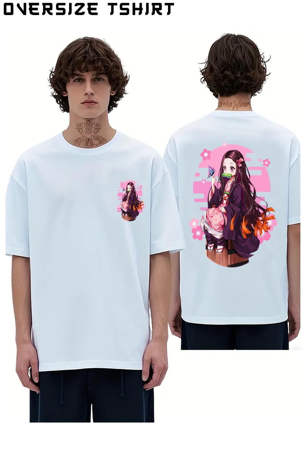 ZOKAWEAR Nezuko-Kamado-Demon Sırt Baskılı Oversize Tişört