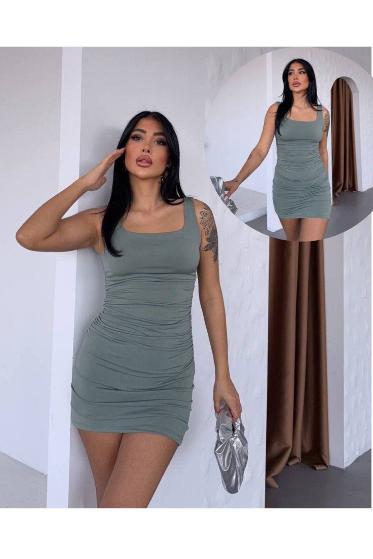 Freya Kadın Borda Sandy Kumaş Büzgü Detaylı Mini Elbise