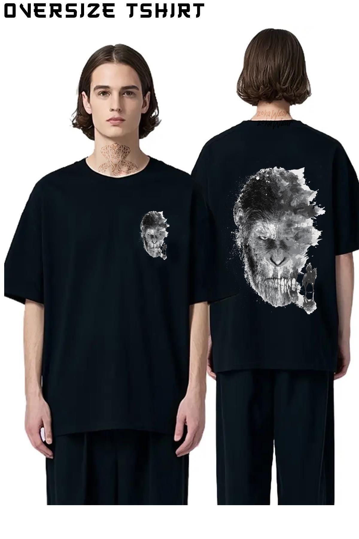 ZOKAWEAR Maymunlar-Cehennemi Sırt Baskılı Oversize Tişört