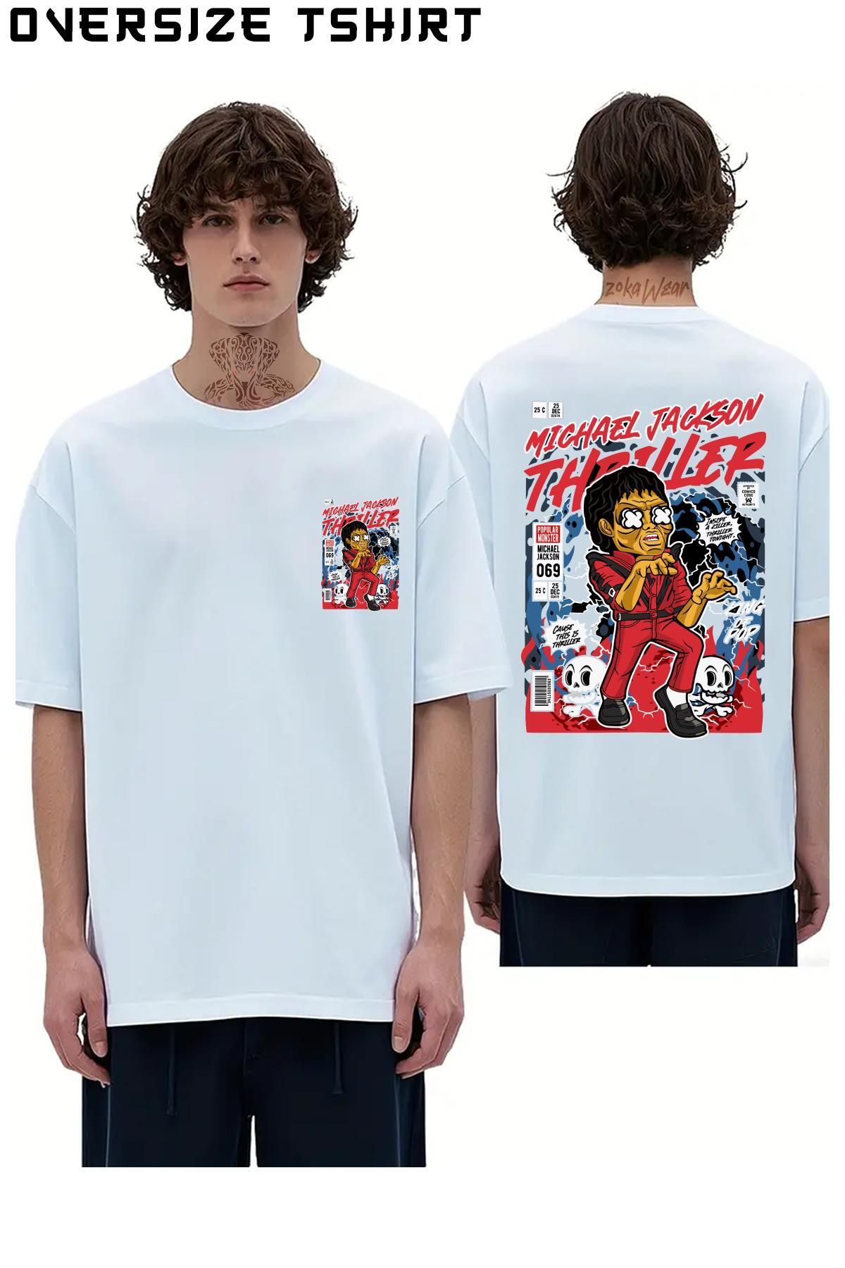 ZOKAWEAR Michael-Jackson-Thriller Sırt Baskılı Oversize Tişört