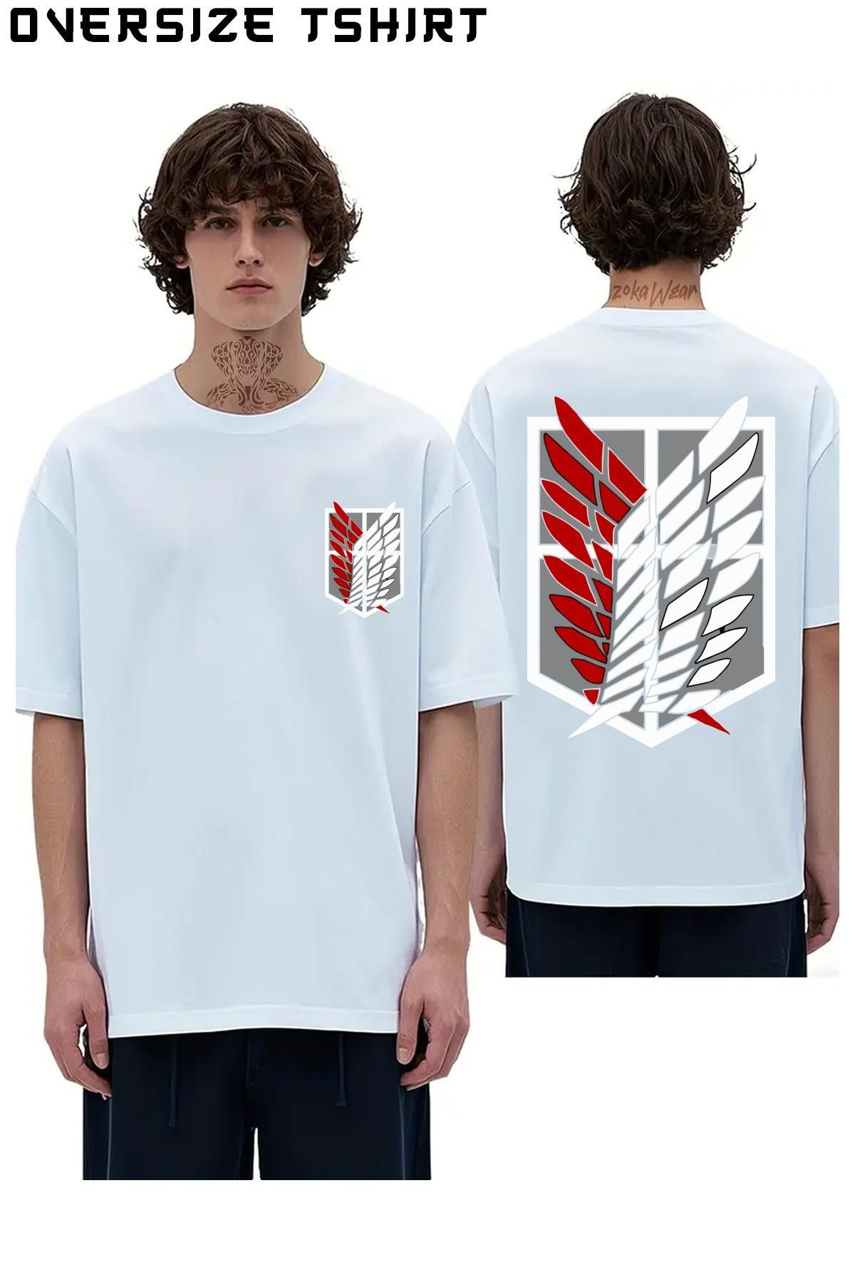 ZOKAWEAR Attack-On-Titan-Manga-Animee Sırt Baskılı Oversize Tişört