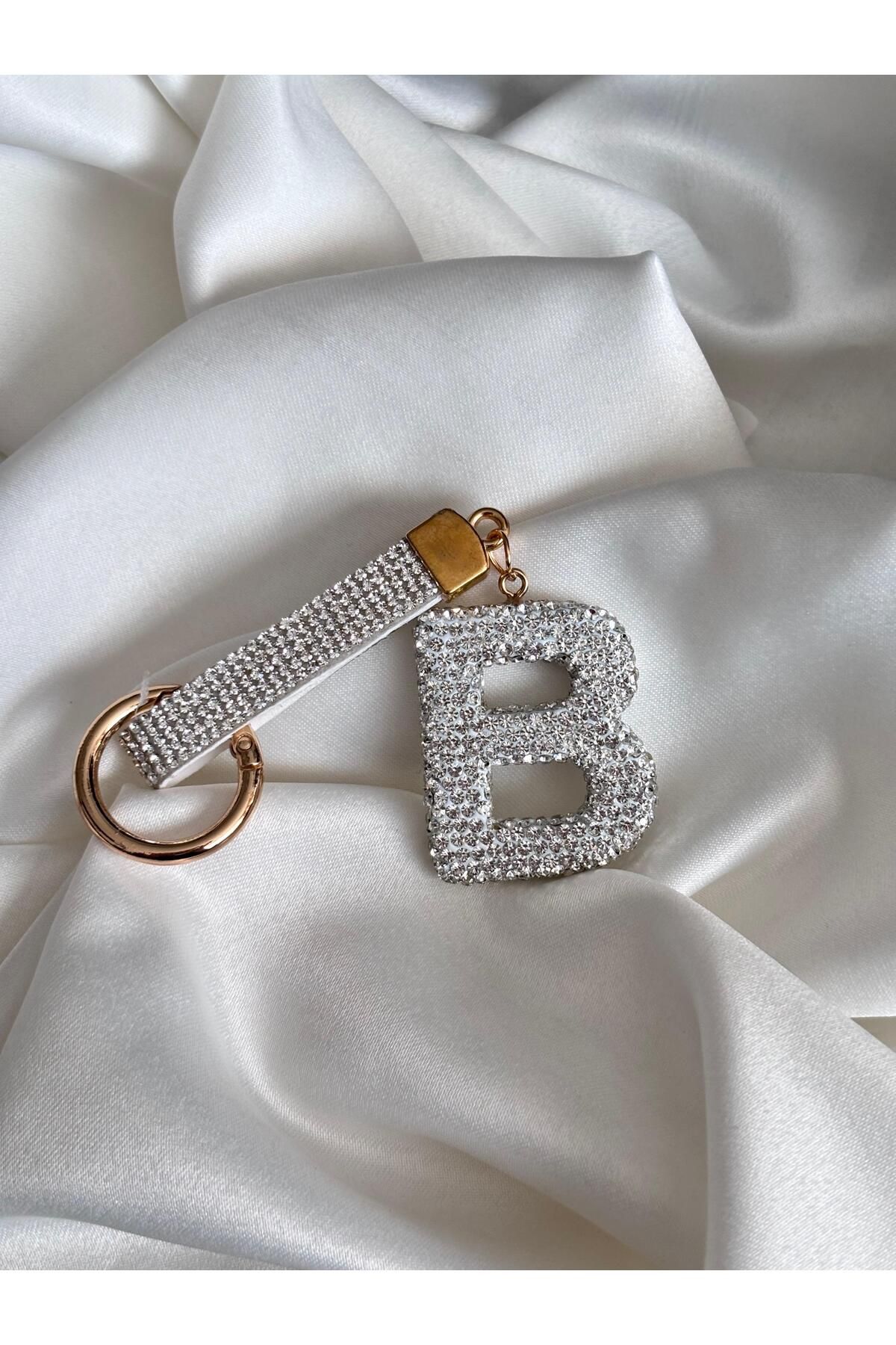 Bellamy Jewelry Taşlı Harf Anahtarlık - Silver - B