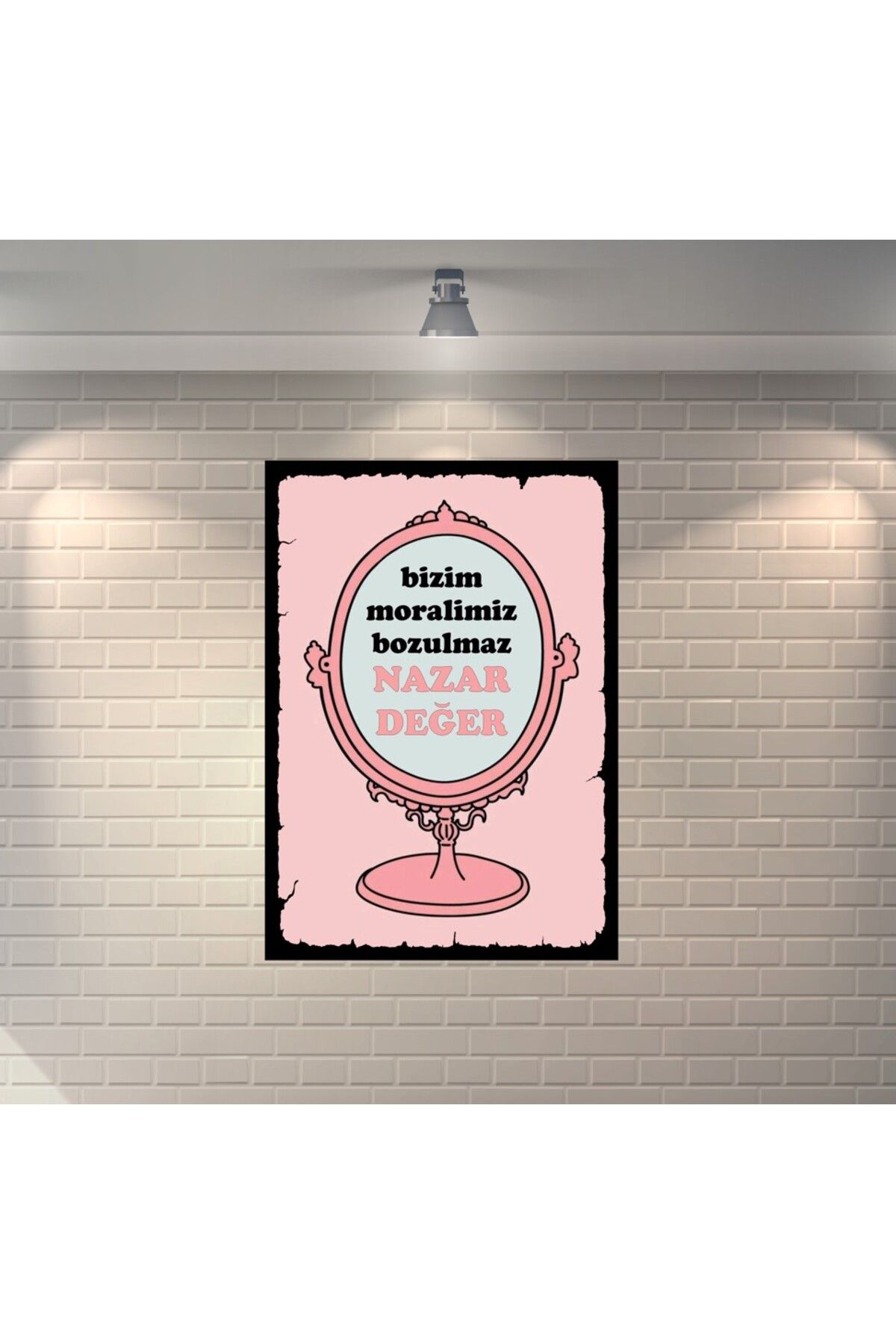 BBO REKLAM Bizim Moralimiz Bozulmaz Ayna Retro Ahşap Poster