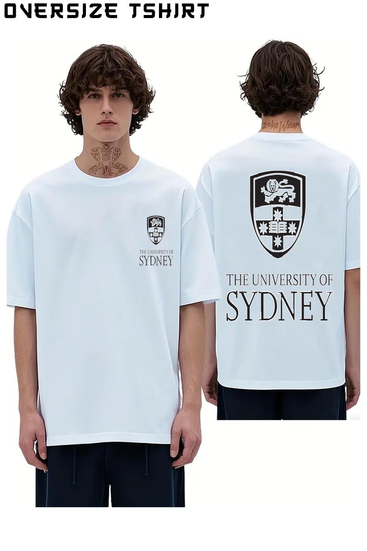 ZOKAWEAR The-University-of-Sydney Sırt Baskılı Oversize Tişört