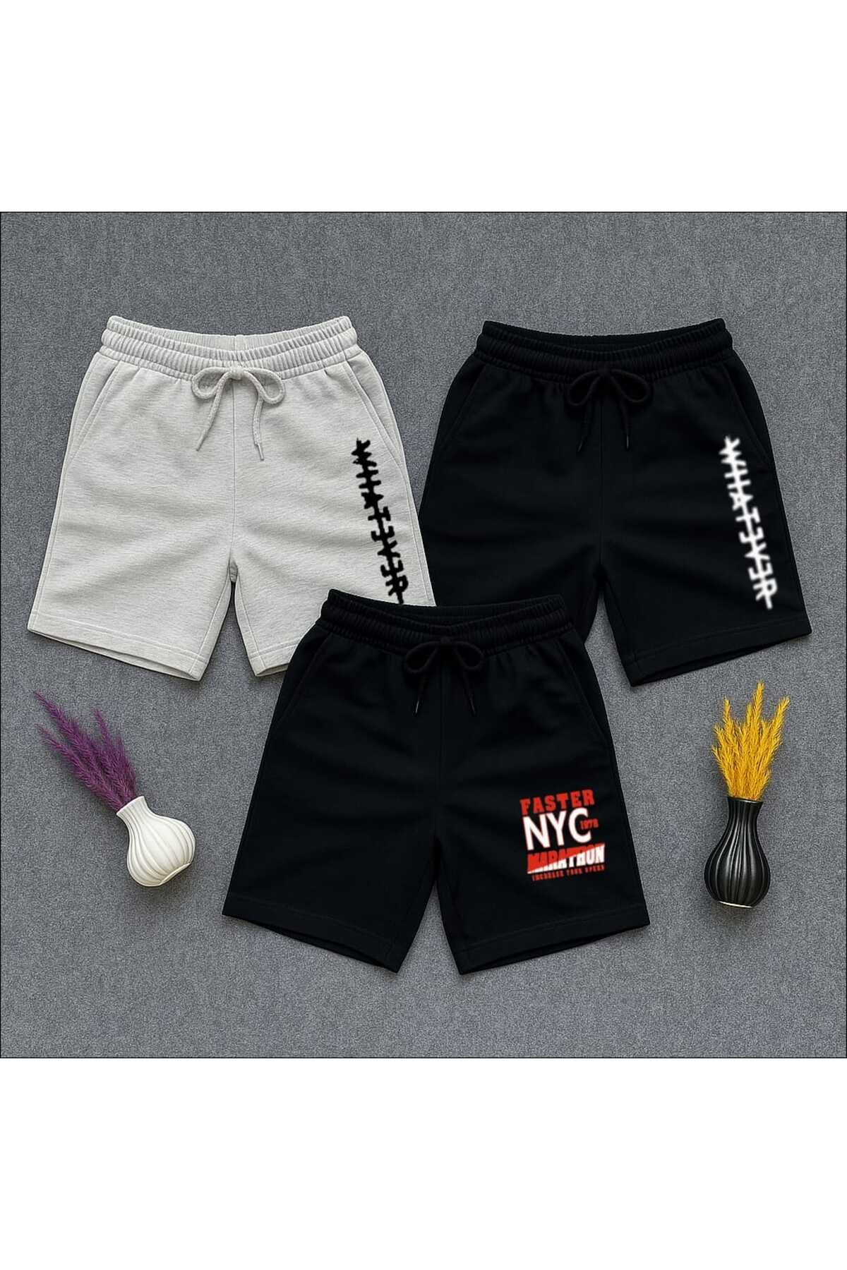 NETTENSTORE 3 LÜ WHATEVER VE NYC BASKILI ERKEK ŞORT BASKILI