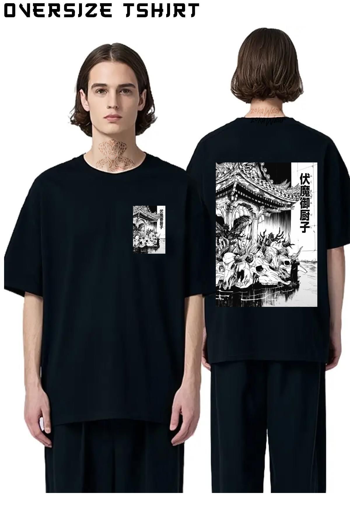ZOKAWEAR Jujutsu-Kaisen-Sukuna-Ryomen-x2 Sırt Baskılı Oversize Tişört