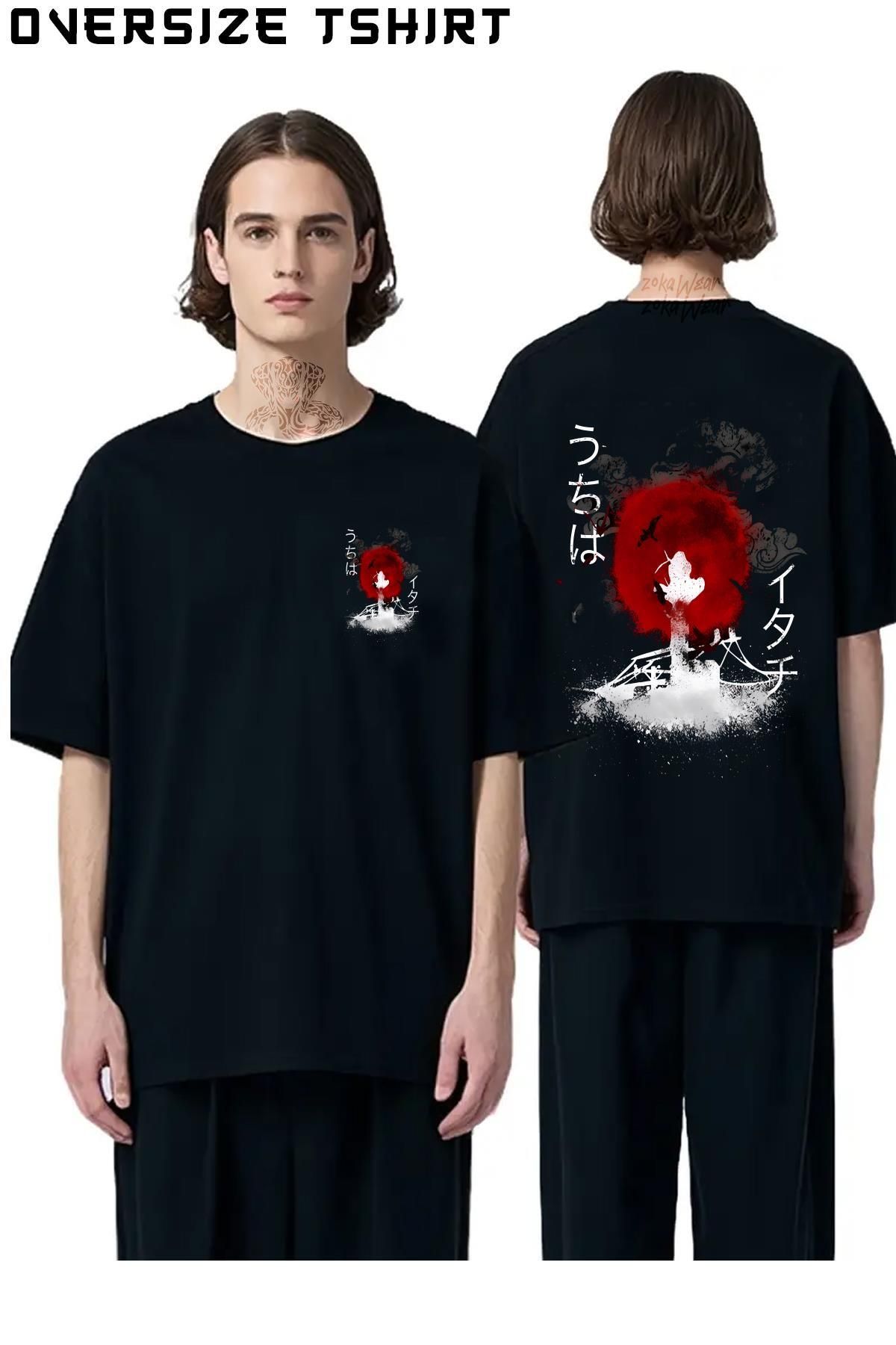 ZOKAWEAR Uchiha-Itachi-Naruto Sırt Baskılı Oversize Tişört