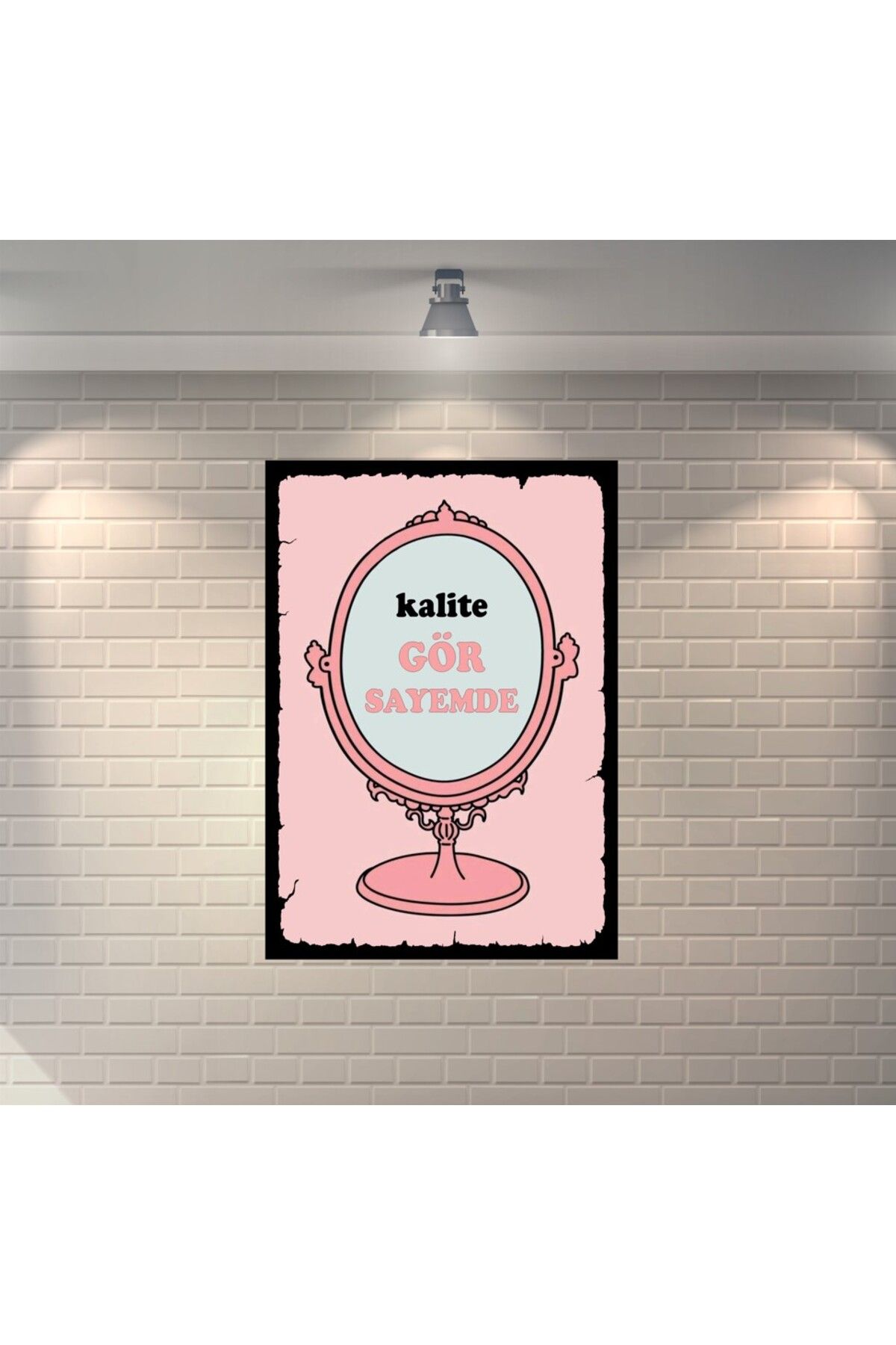 BBO REKLAM Kalite Gör Sayemde Ayna Retro Ahşap Poster