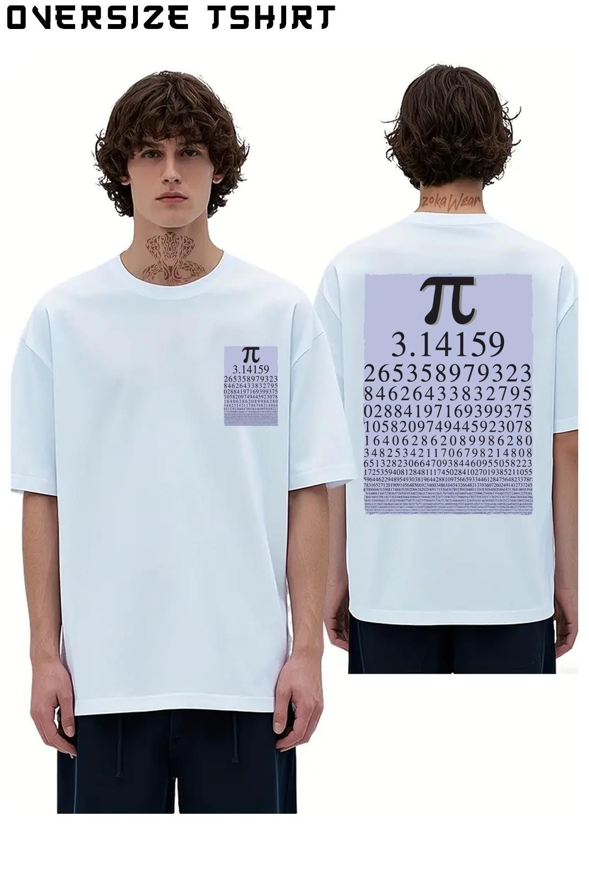 ZOKAWEAR Pi-Sayısı-Matematik-Sabiti Sırt Baskılı Oversize Tişört