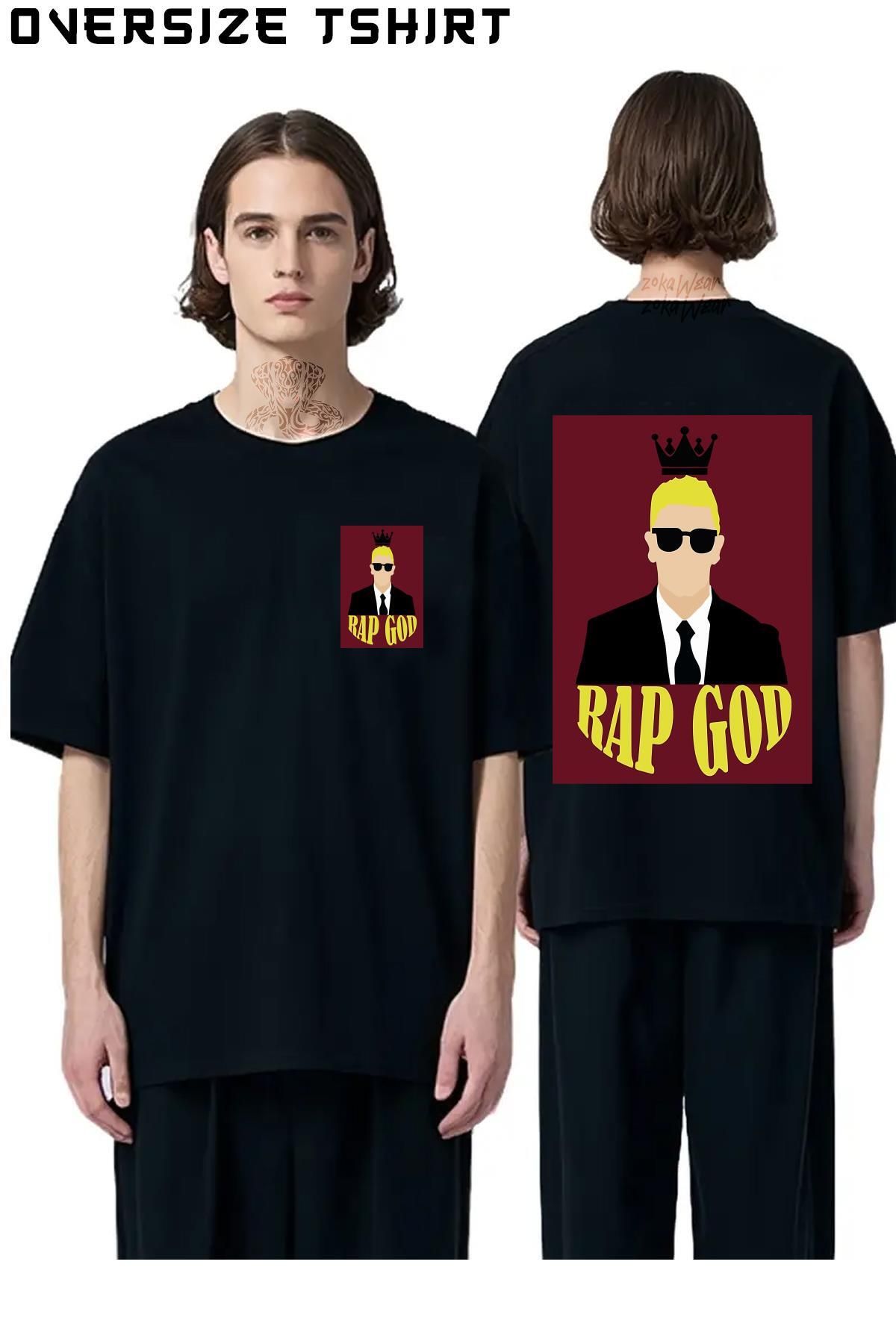 ZOKAWEAR Eminem-Rap-God Sırt Baskılı Oversize Tişört