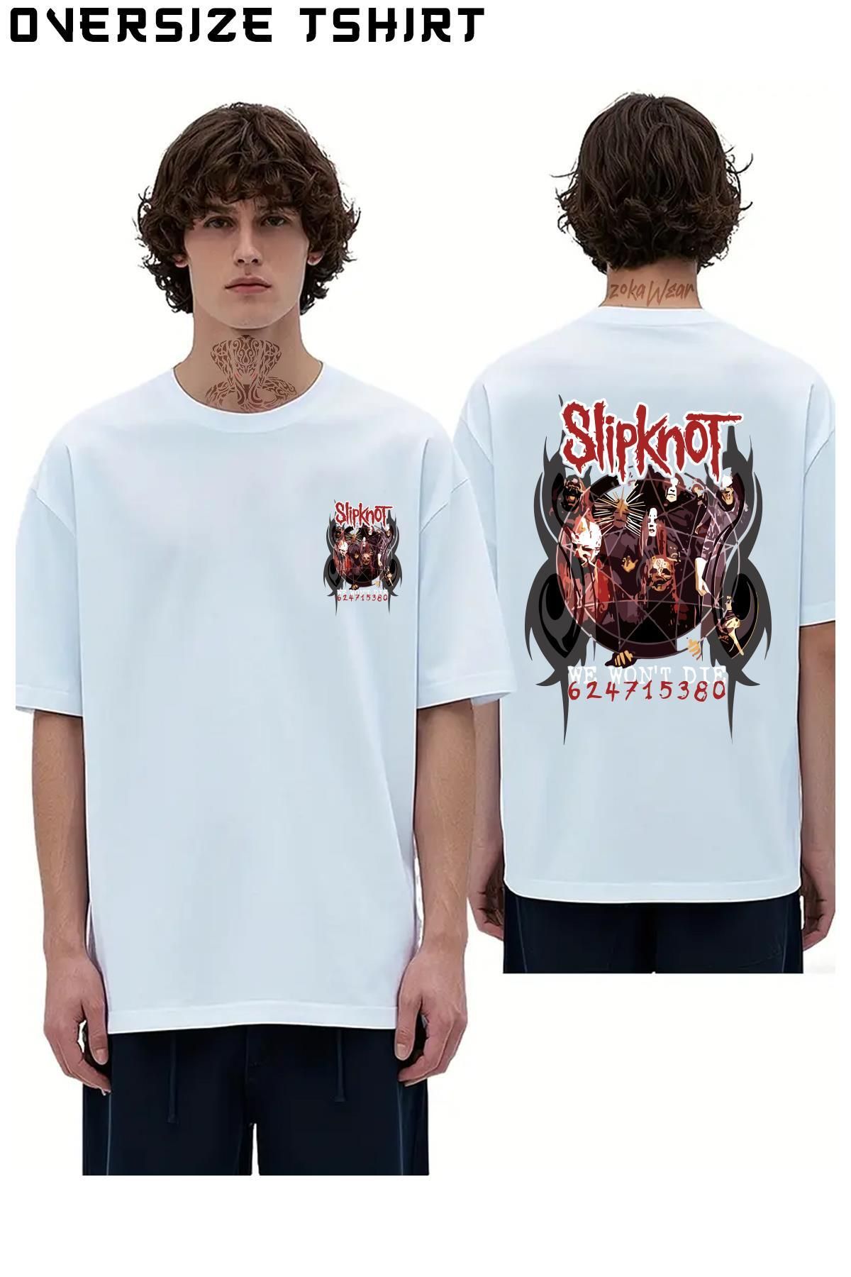 ZOKAWEAR Slipknot-We-Won't-Die Sırt Baskılı Oversize Tişört