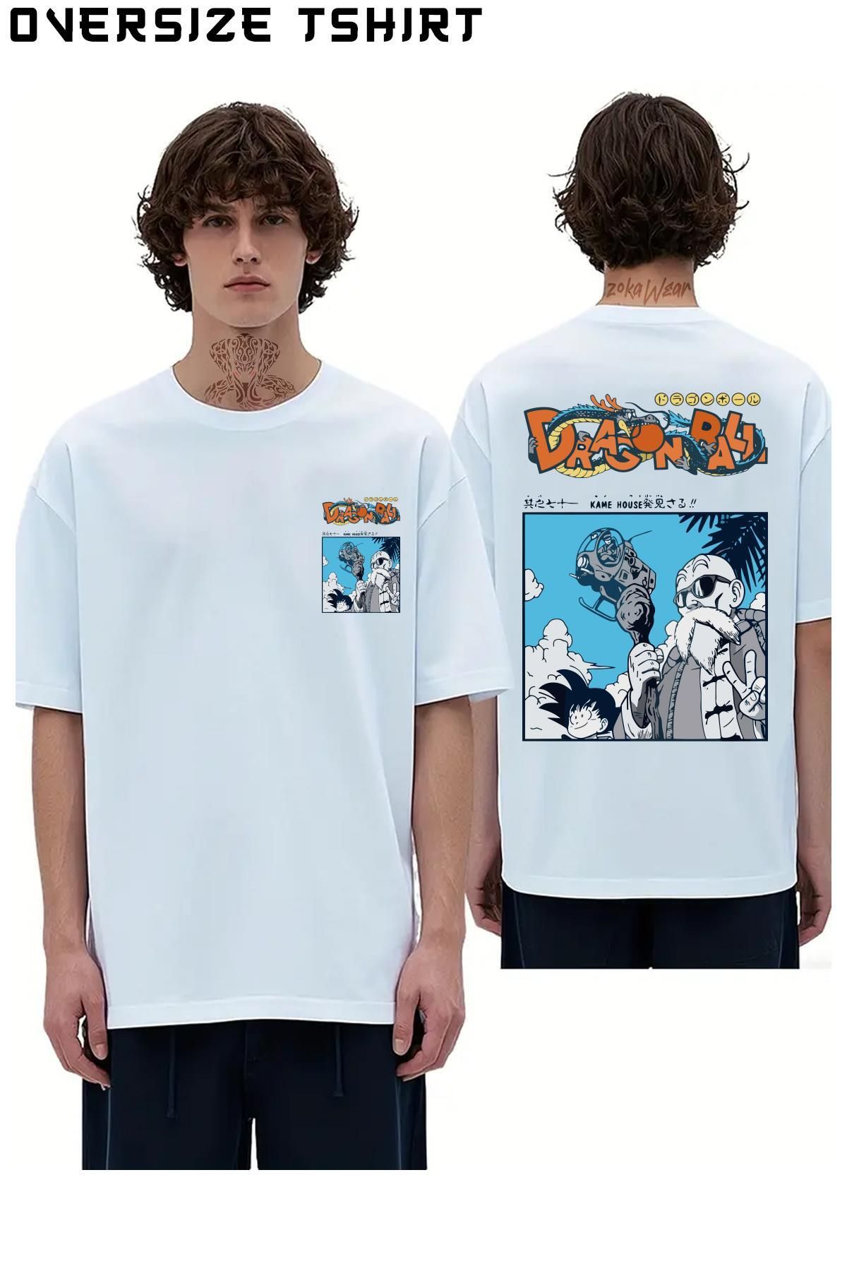 ZOKAWEAR Dragon-Ball-Kame-House Sırt Baskılı Oversize Tişört