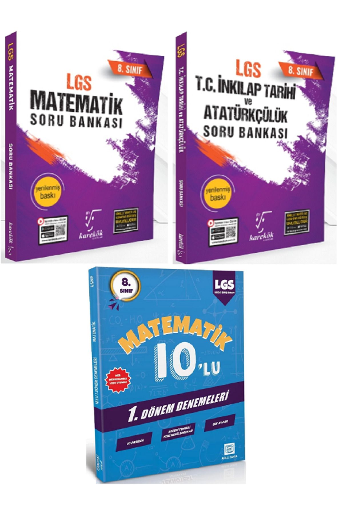 Efsane Yayınları 8.Sınıf Karakök Matematik + İnkılap Tarihi Soru Bankası / 10'Lu Matematik Deneme HEDİYE - 3 KİTAP