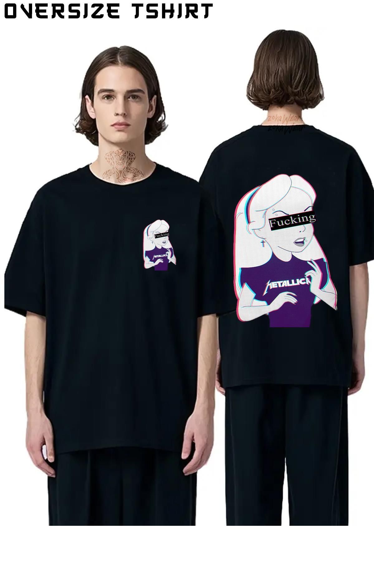 ZOKAWEAR Metallica-Girl Sırt Baskılı Oversize Tişört