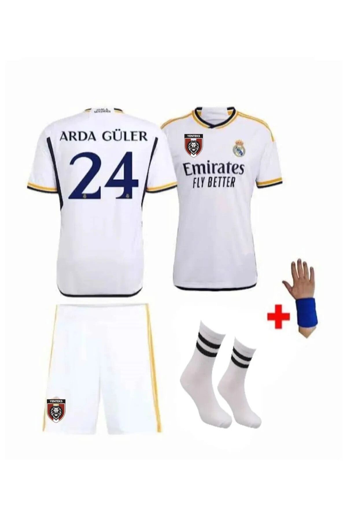 yenteks Real.Madird. Ardaa. Güler. 23/24 Sezon Beyaz Çocuk Forması 4 parça