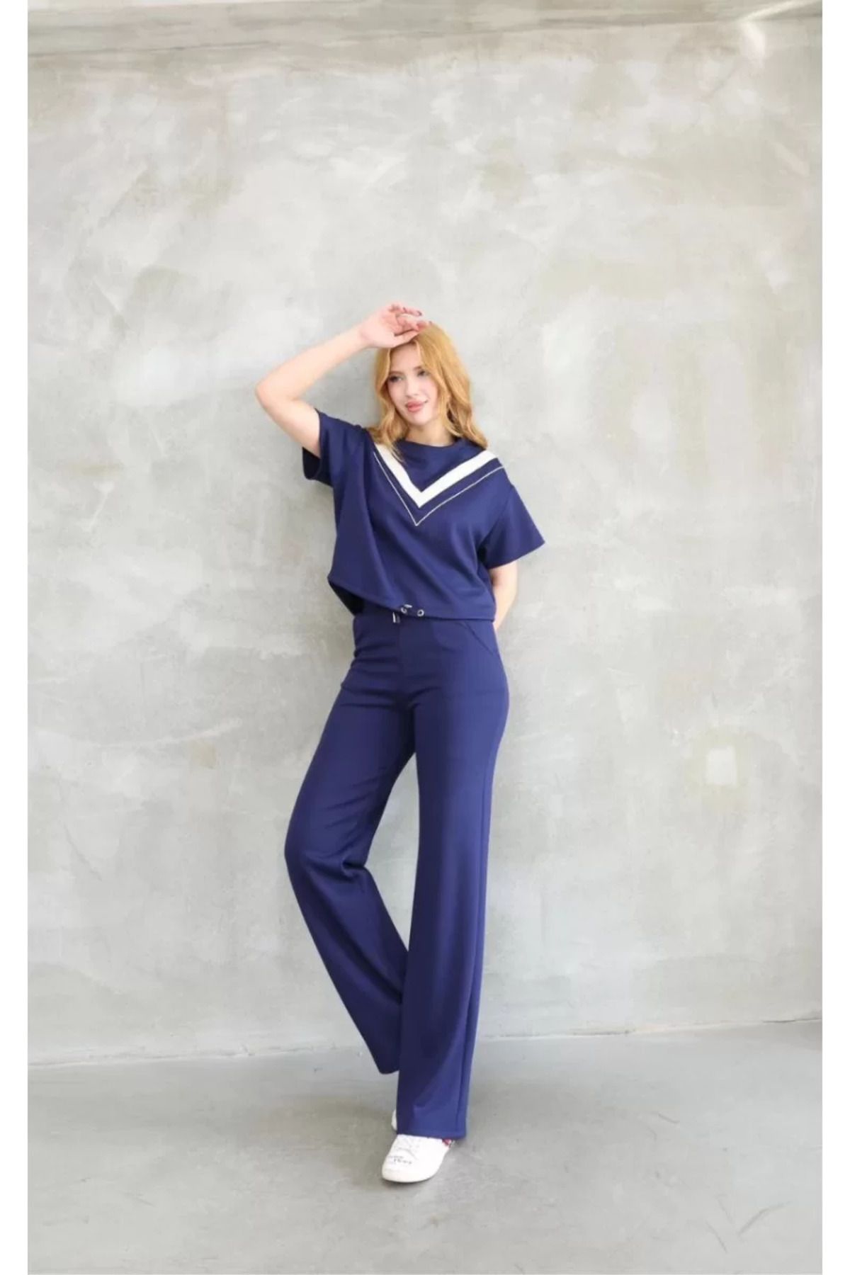 BBbutik Osy Modal Yumuşak dokulu Kumaş Bisiklet Yaka Parçalı detaylı Kısa Kollu Takım