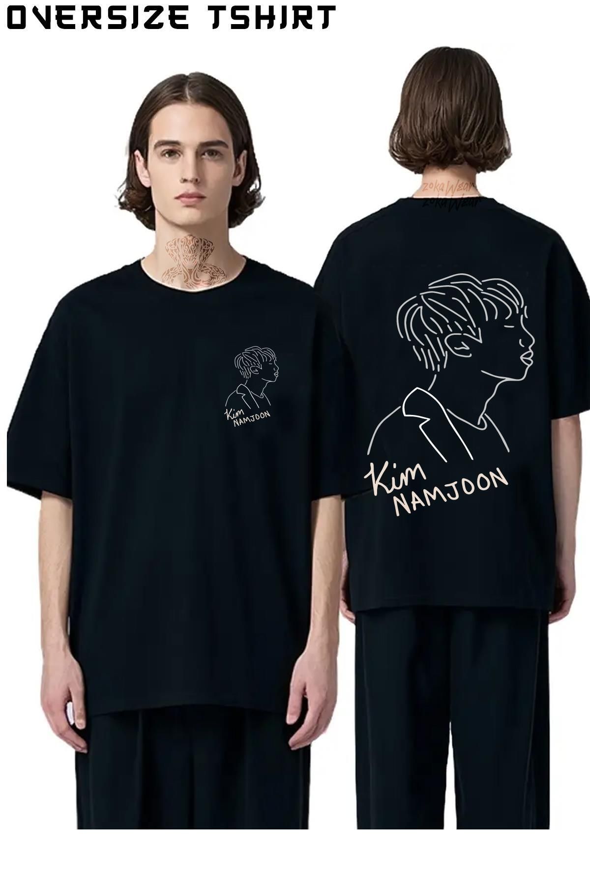 ZOKAWEAR Bts-Rm-Kim-Nam-joon Sırt Baskılı Oversize Tişört