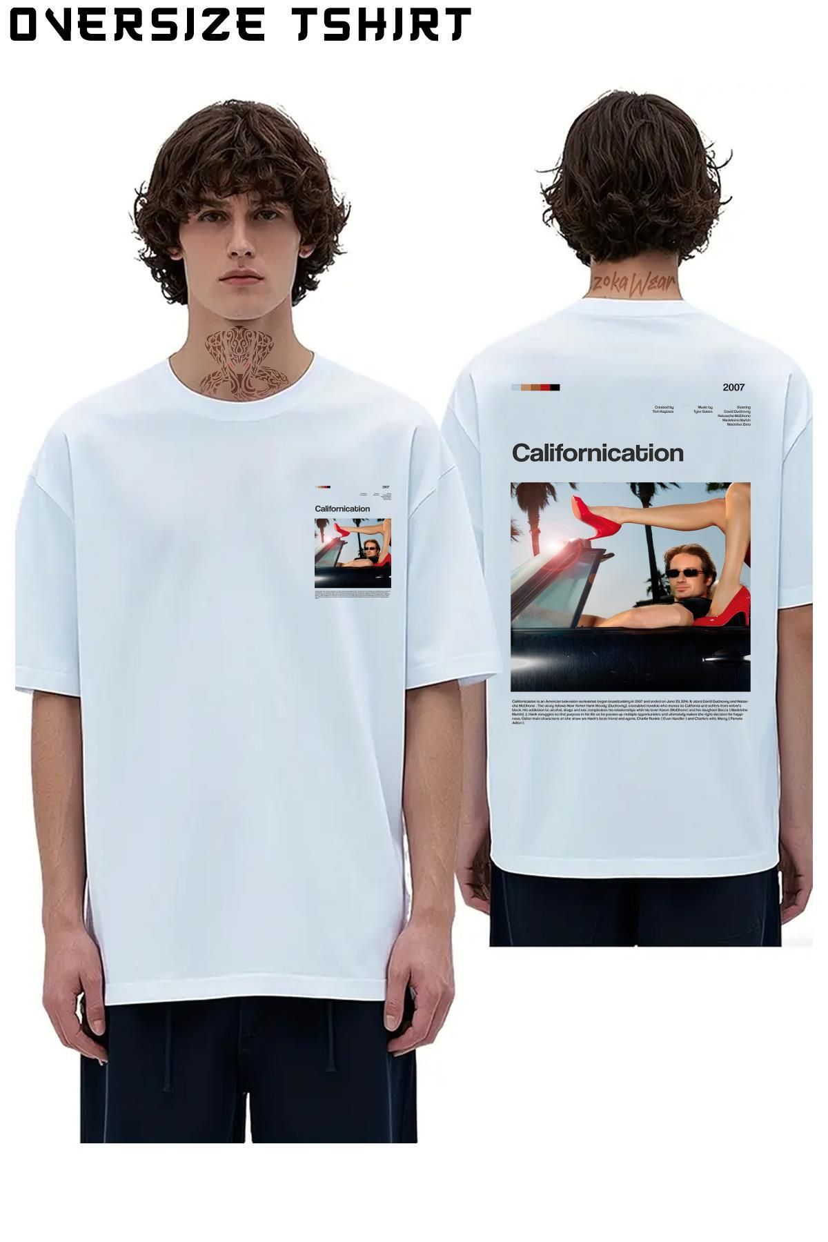 ZOKAWEAR Californication-Series-Poster Sırt Baskılı Oversize Tişört
