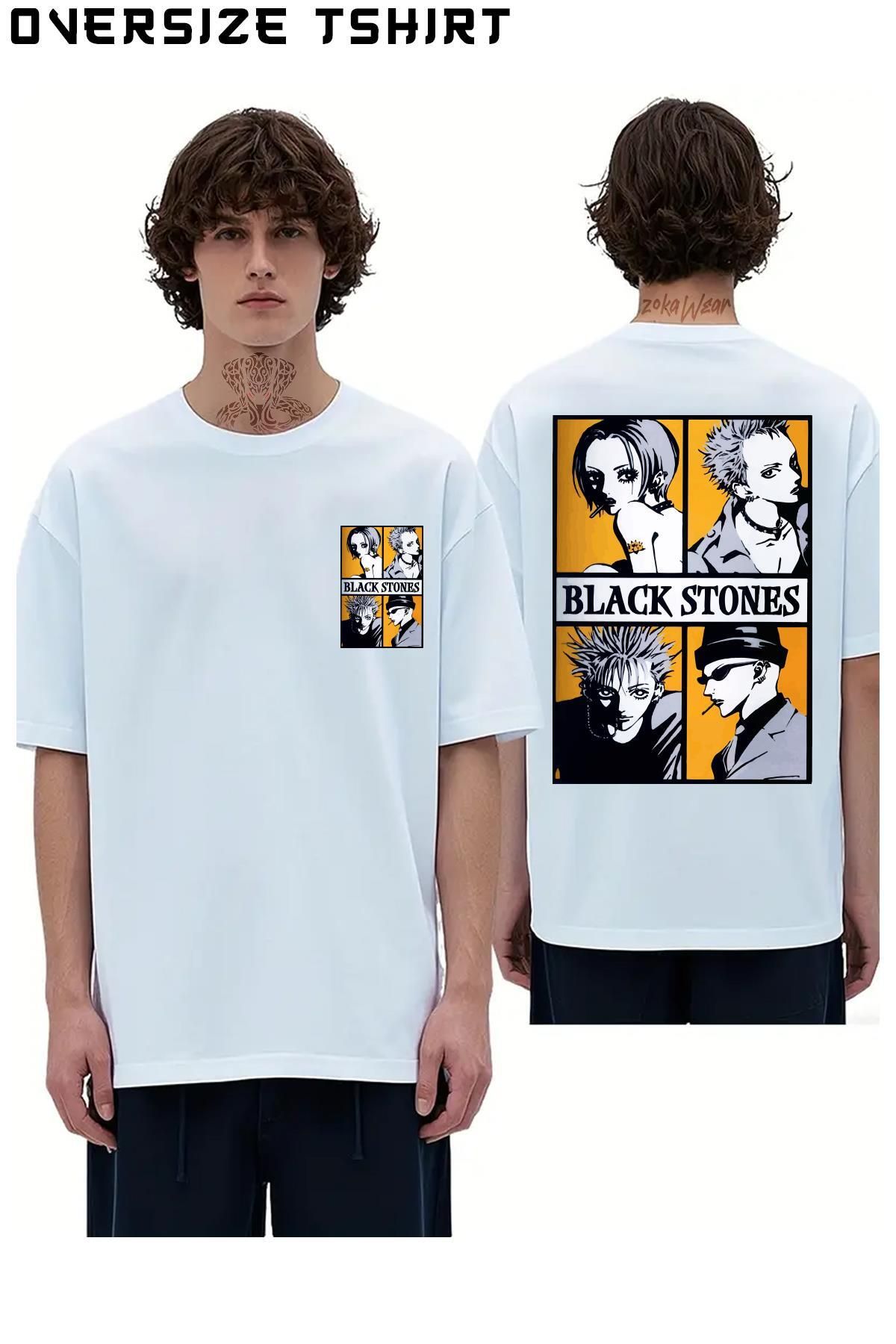 ZOKAWEAR Black-Stones-Nana Sırt Baskılı Oversize Tişört