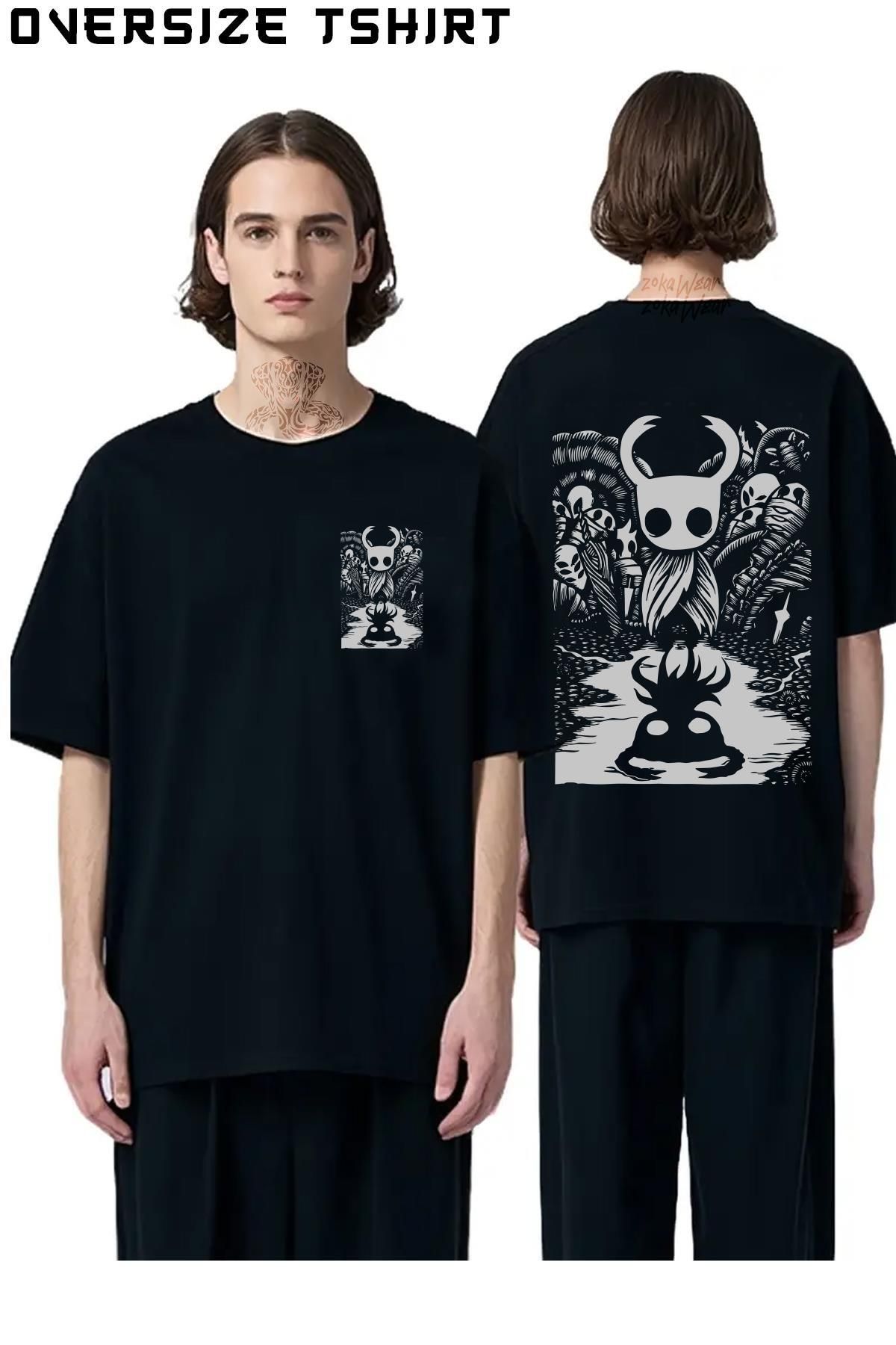 ZOKAWEAR Ghost-Knight-Graphic-Art-Hollow Sırt Baskılı Oversize Tişört