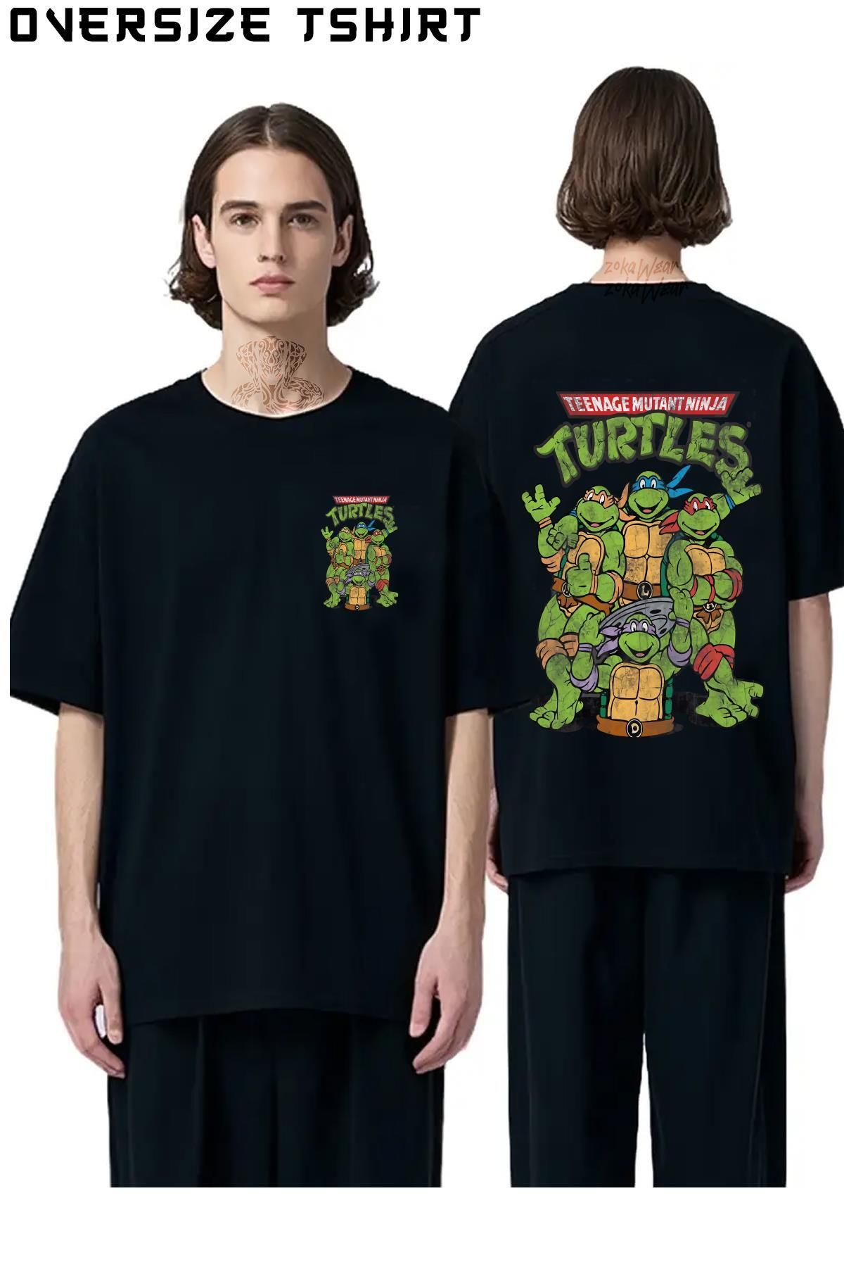 ZOKAWEAR Teenage-Mutant-Ninja-Turtles-v2 Sırt Baskılı Oversize Tişört