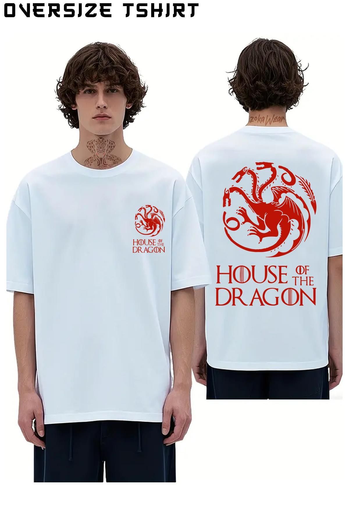 ZOKAWEAR Targaryen-House-Of-The-Dragon Sırt Baskılı Oversize Tişört