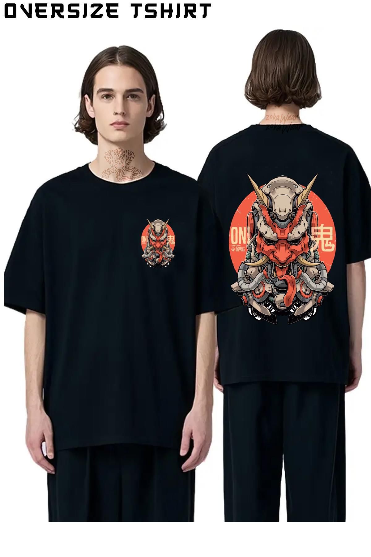 ZOKAWEAR Onı-Mecha Sırt Baskılı Oversize Tişört