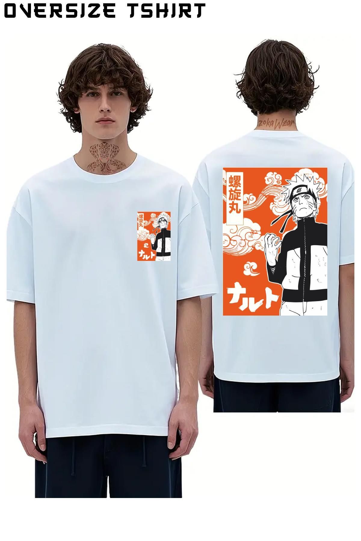ZOKAWEAR Naruto-Özel Sırt Baskılı Oversize Tişört