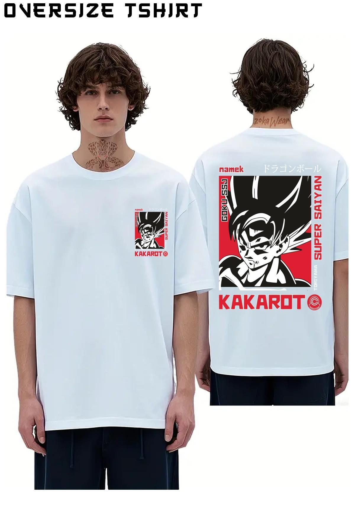 ZOKAWEAR Dragon-Ball-Son-Goku-Super-Saiyan-Kakarot Sırt Baskılı Oversize Tişört