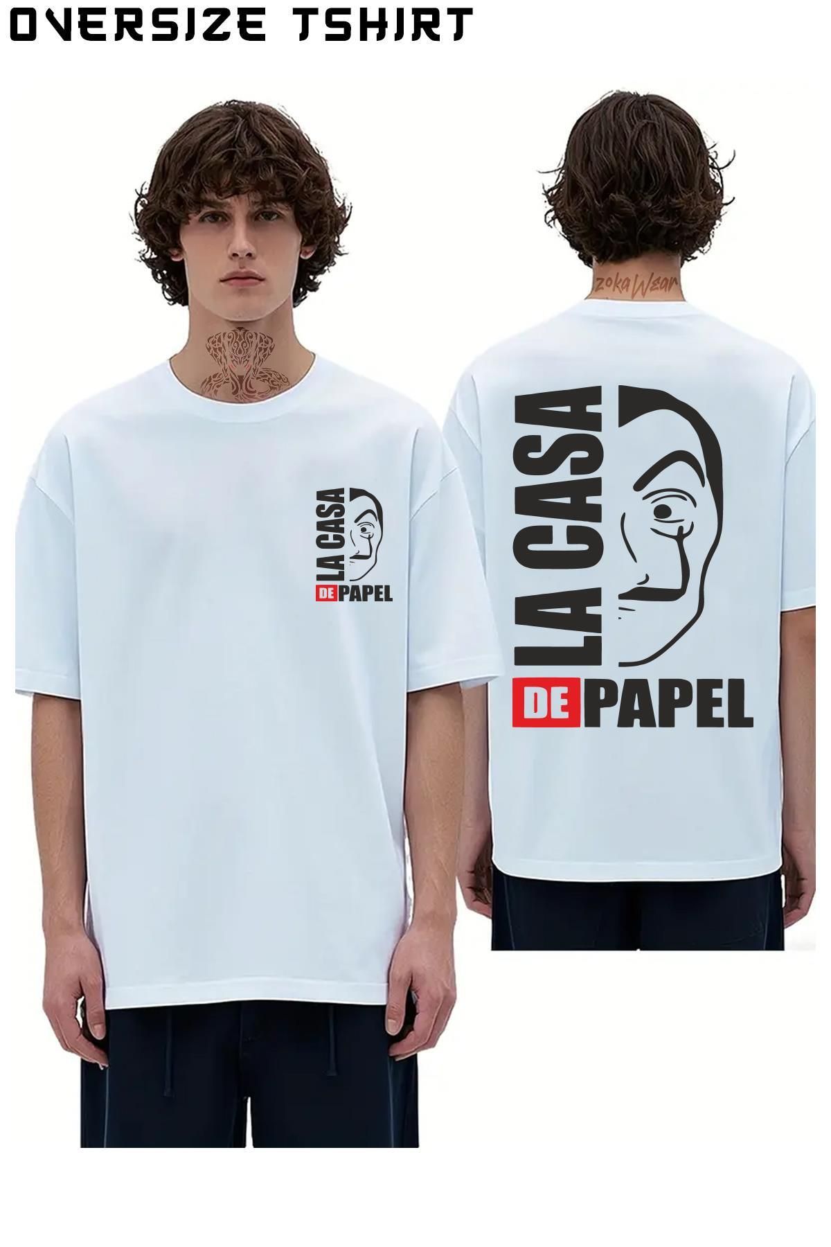ZOKAWEAR La-Casa-De-Papel-Çizim-Illustrasyon Sırt Baskılı Oversize Tişört