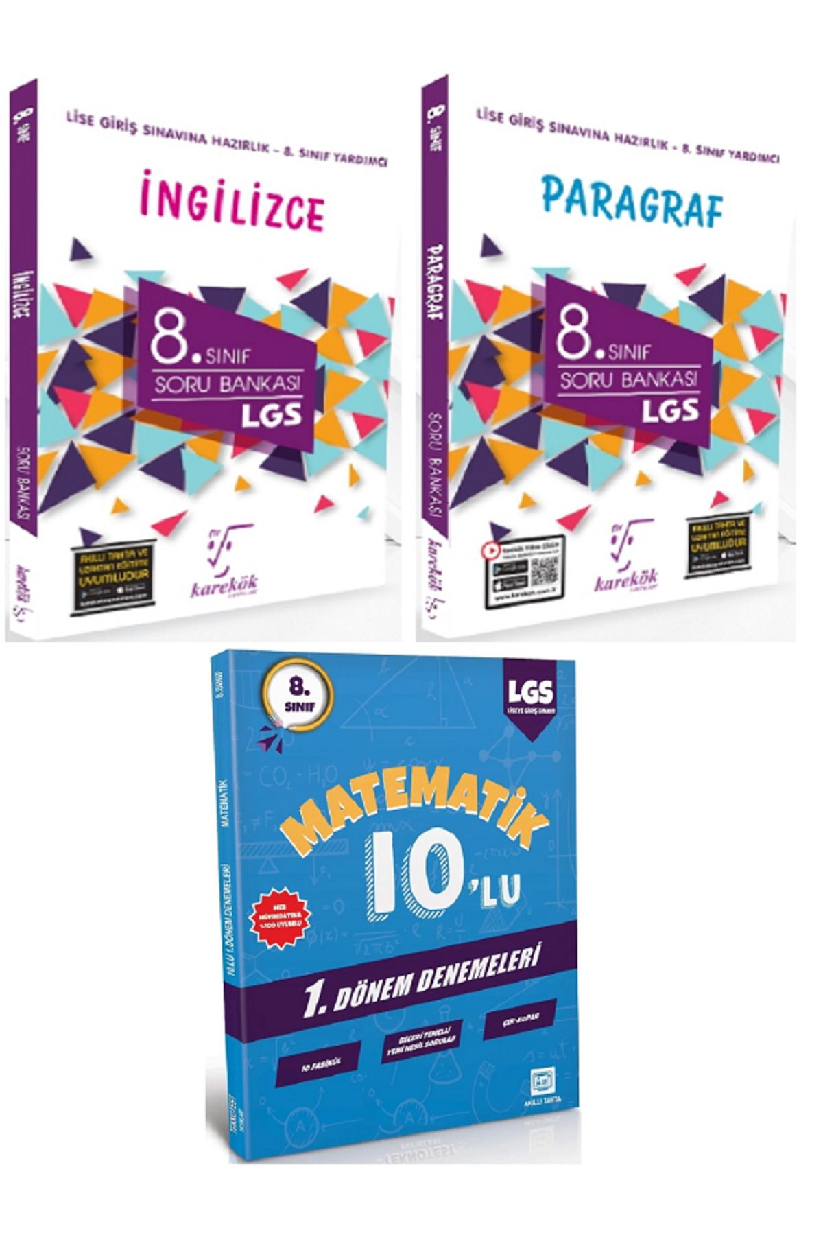 Efsane Yayınları 8.Sınıf Karakök İngilizce + Paragraf Soru Bankası / 10'Lu Matematik Deneme HEDİYE - 3 KİTAP