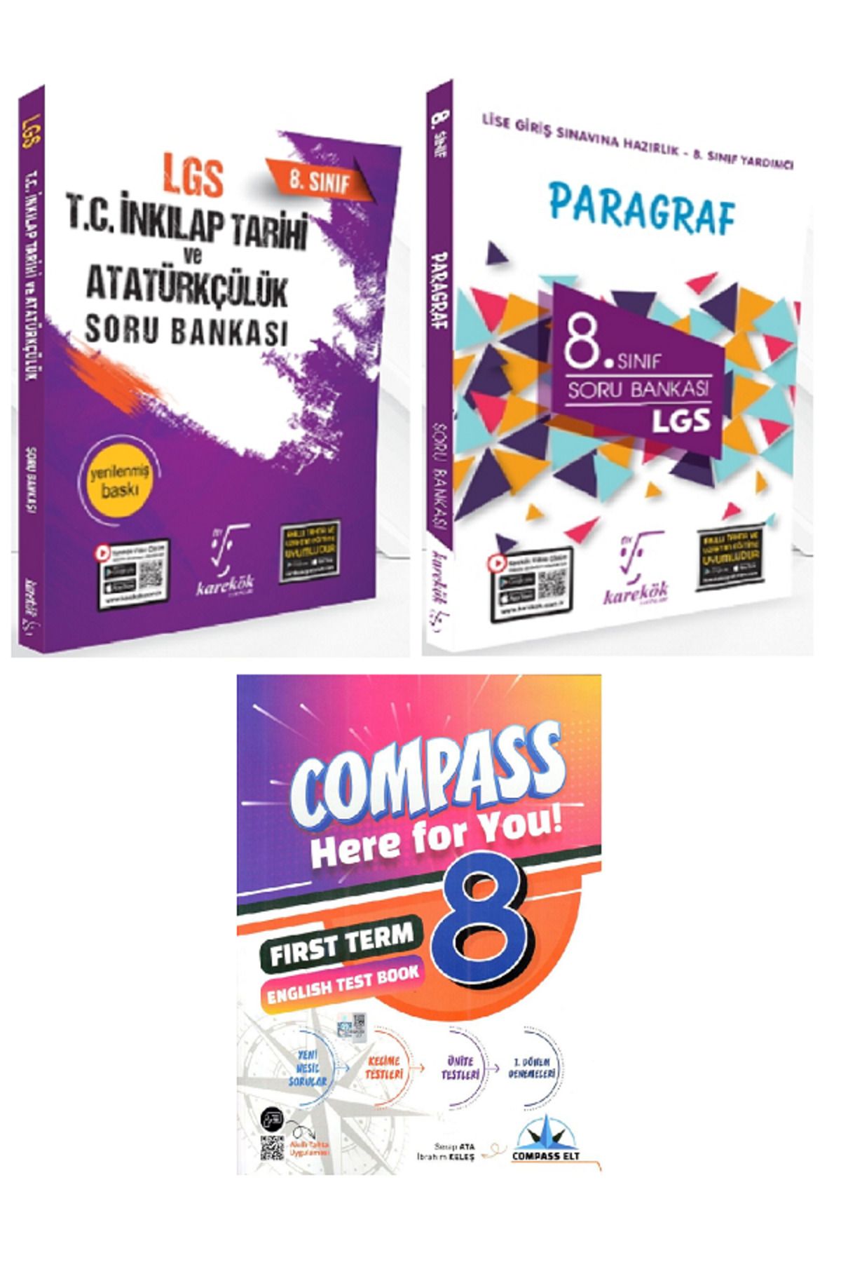 Efsane Yayınları 8.Sınıf Karakök İnkılap Tarihi + Paragraf Soru Bankası / Compass İngilizce Test Book HEDİYE -3 KİTAP