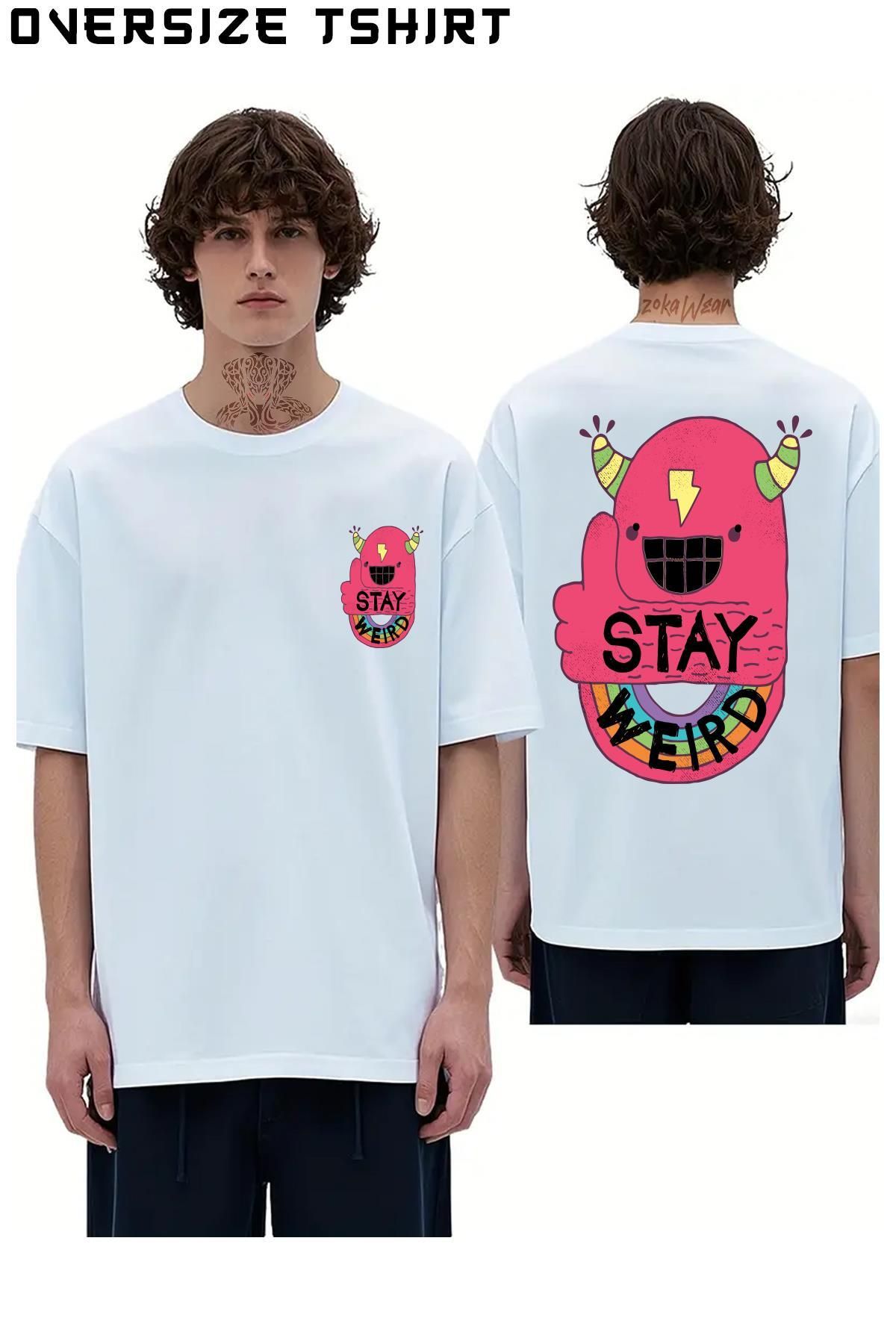 ZOKAWEAR Stay-Weird! Sırt Baskılı Oversize Tişört