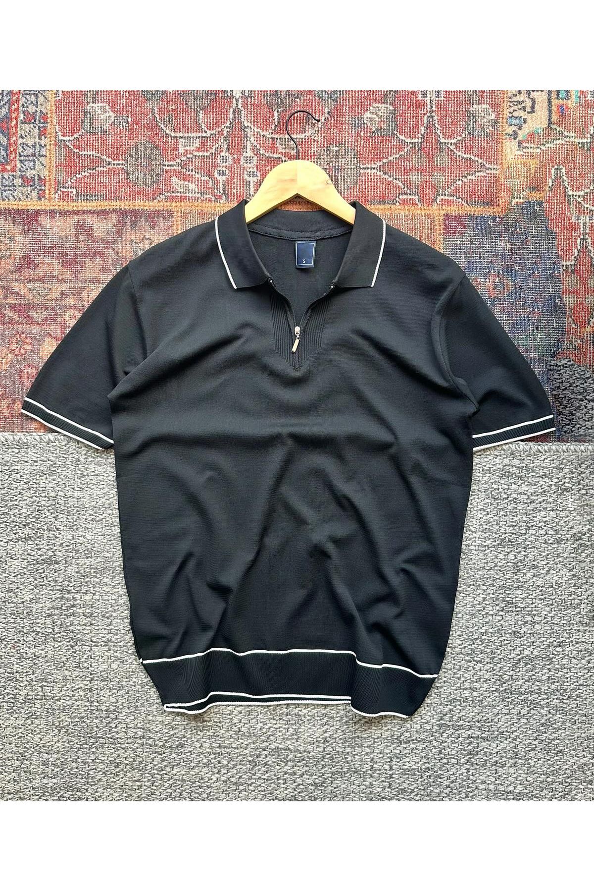 viperkombin Premium Kumaş Fermuarlı Polo Tişört Geniş Kesim Yumuşak Dokulu